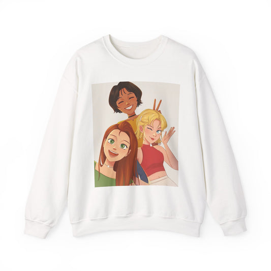 Friendship Vibe Sweatshirt with Cartoon Design, Cozy Crewneck for Casual Outfits, Perfect Gift for Friends, Unisex Fashion, Everyday Wear