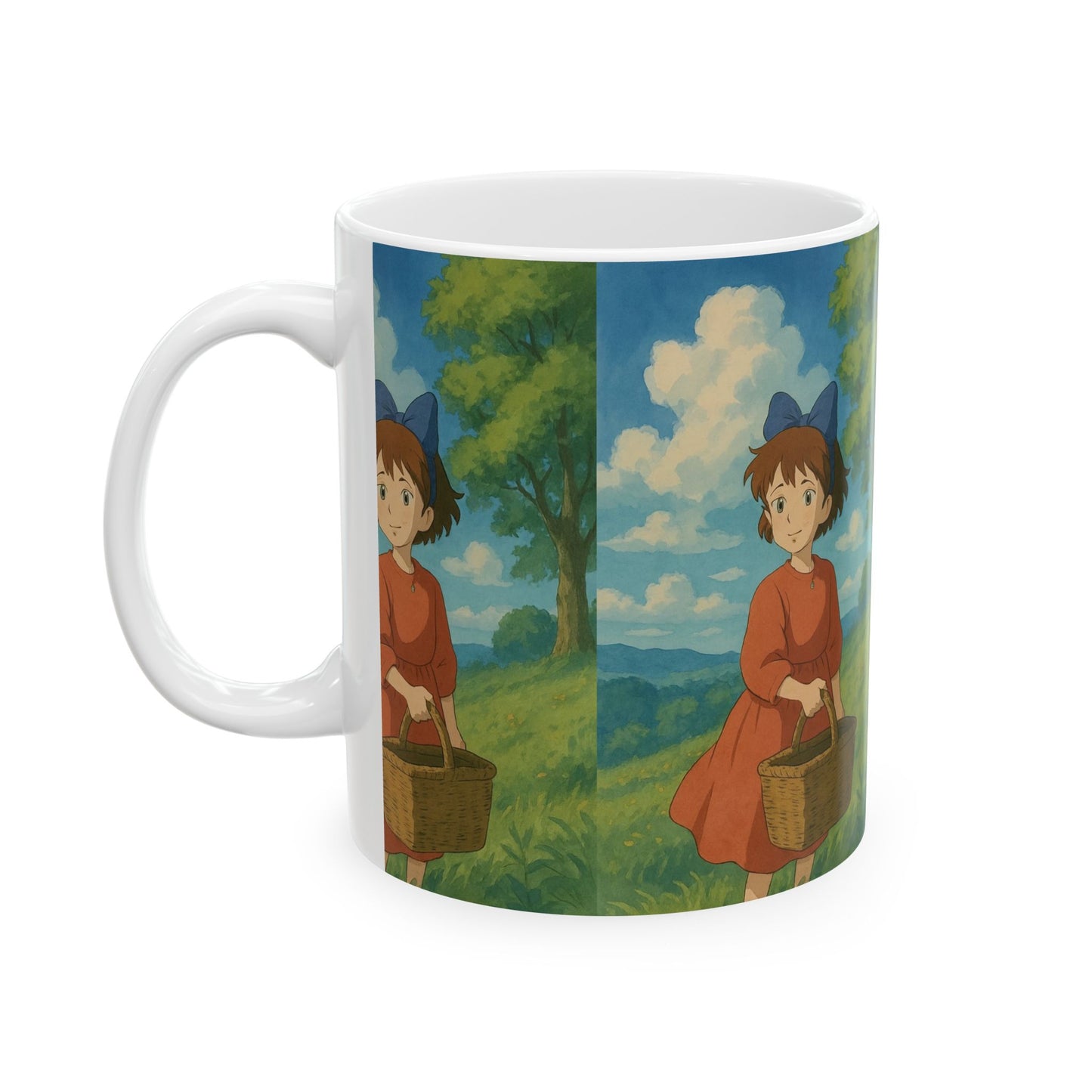 Whimsical Ceramic Mug for Nature Lovers, Cute Anime-inspired Coffee Cup, Gift for Friends, Cozy Vibes, 11oz, 15oz