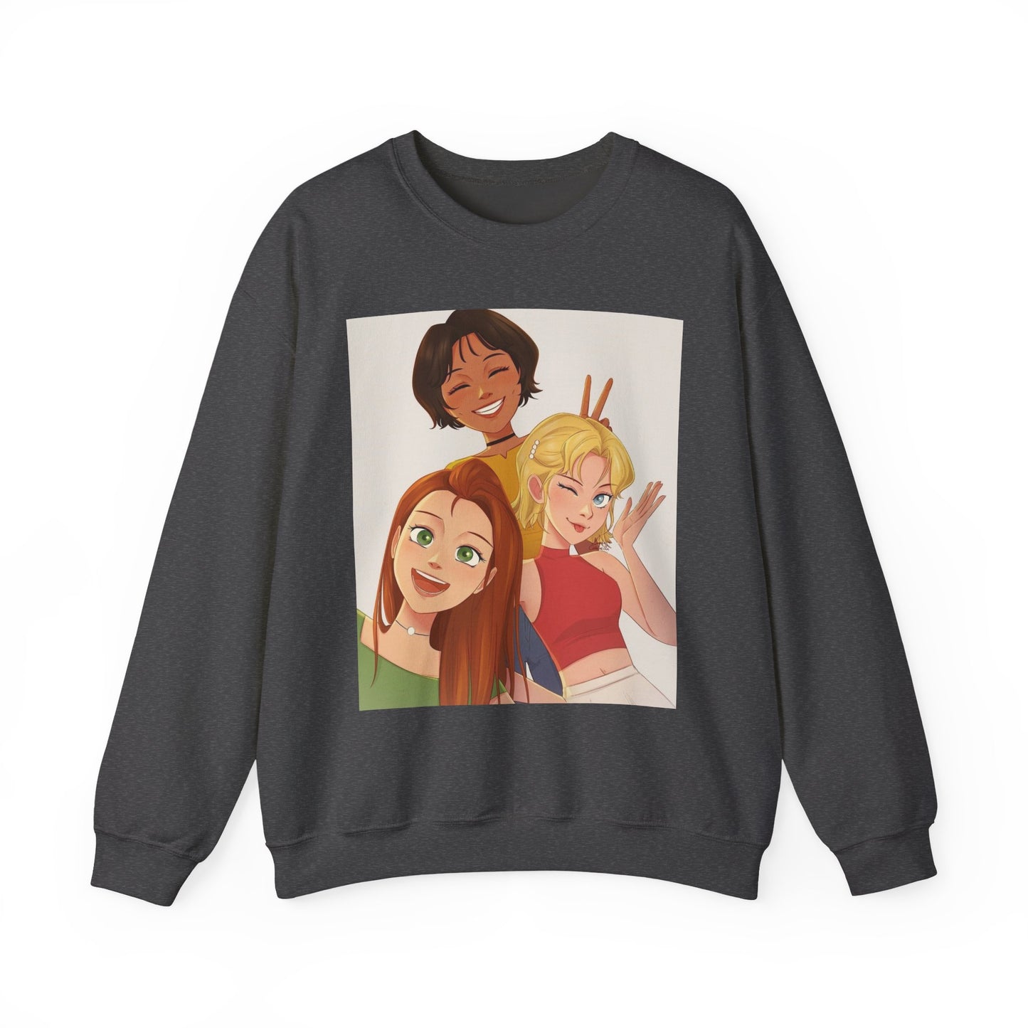 Friendship Vibe Sweatshirt with Cartoon Design, Cozy Crewneck for Casual Outfits, Perfect Gift for Friends, Unisex Fashion, Everyday Wear