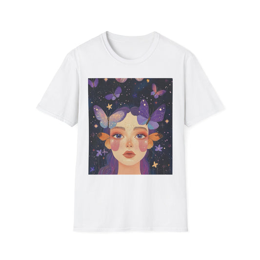 Butterfly Dreamer Unisex Softstyle T-Shirt | Boho Aesthetic Tee, Nature Lover Gift, Casual Wear, Summer Style, Unique Art Top