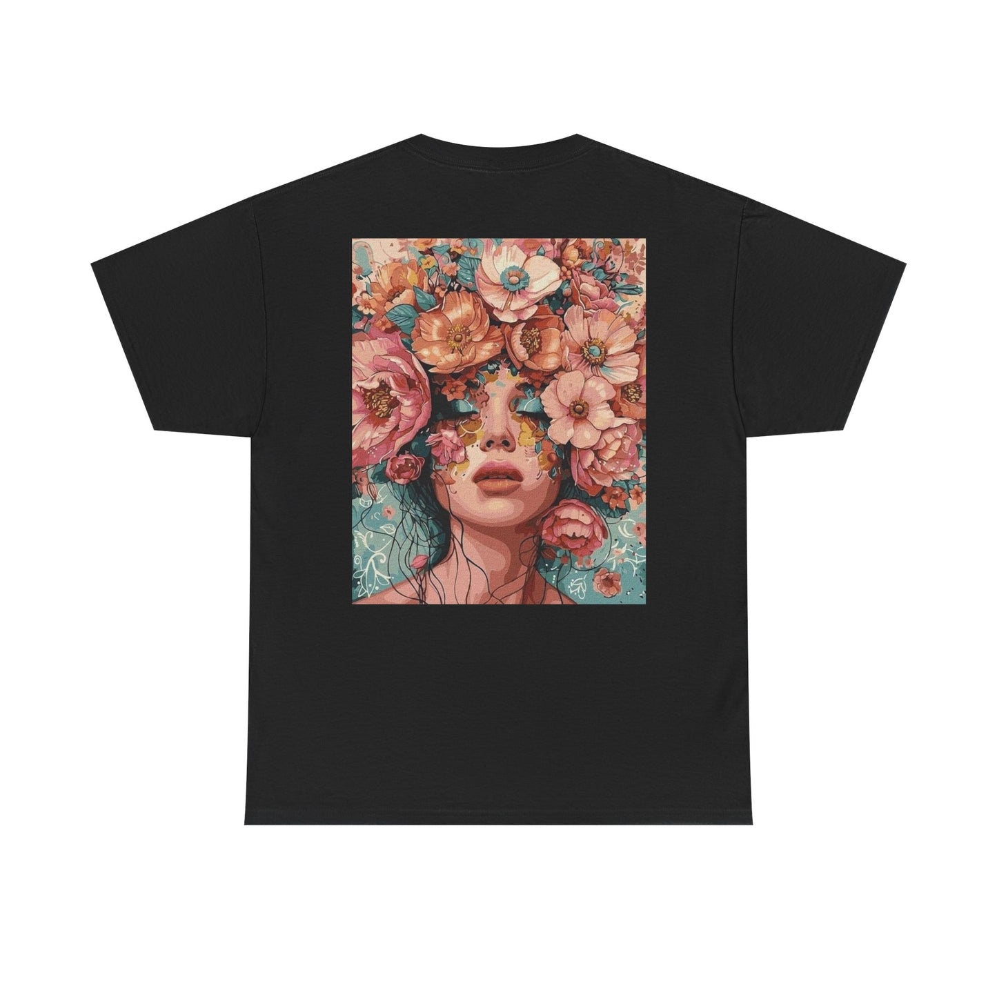 Floral Portrait Tee, Aesthetic Art T-Shirt, Boho Chic Top, Unique Gift for Her, Summer Vibes Apparel, Nature Lover Clothing