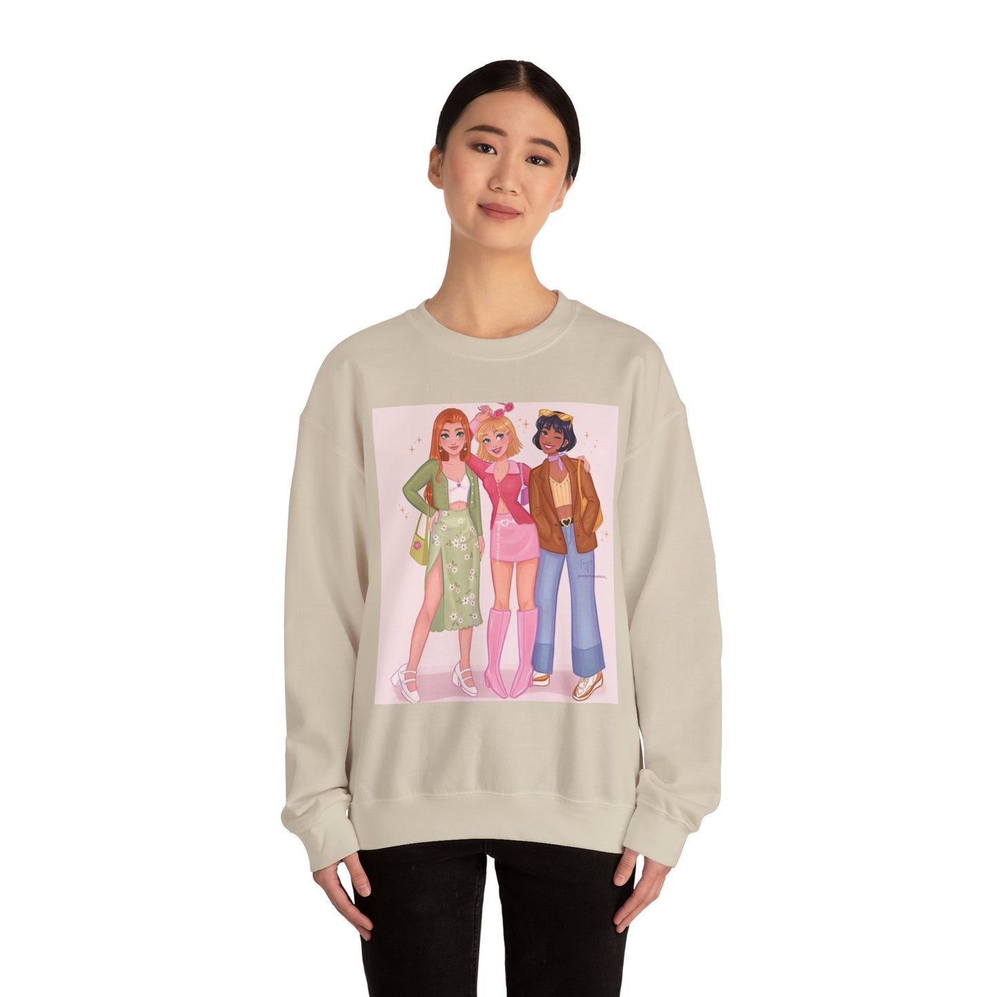 Chic Cartoon Crewneck Sweatshirt | Trendy Graphic Pullover, Suitable for Everyday Wear, Gift for Friends, Cozy Style, Cute Fashion