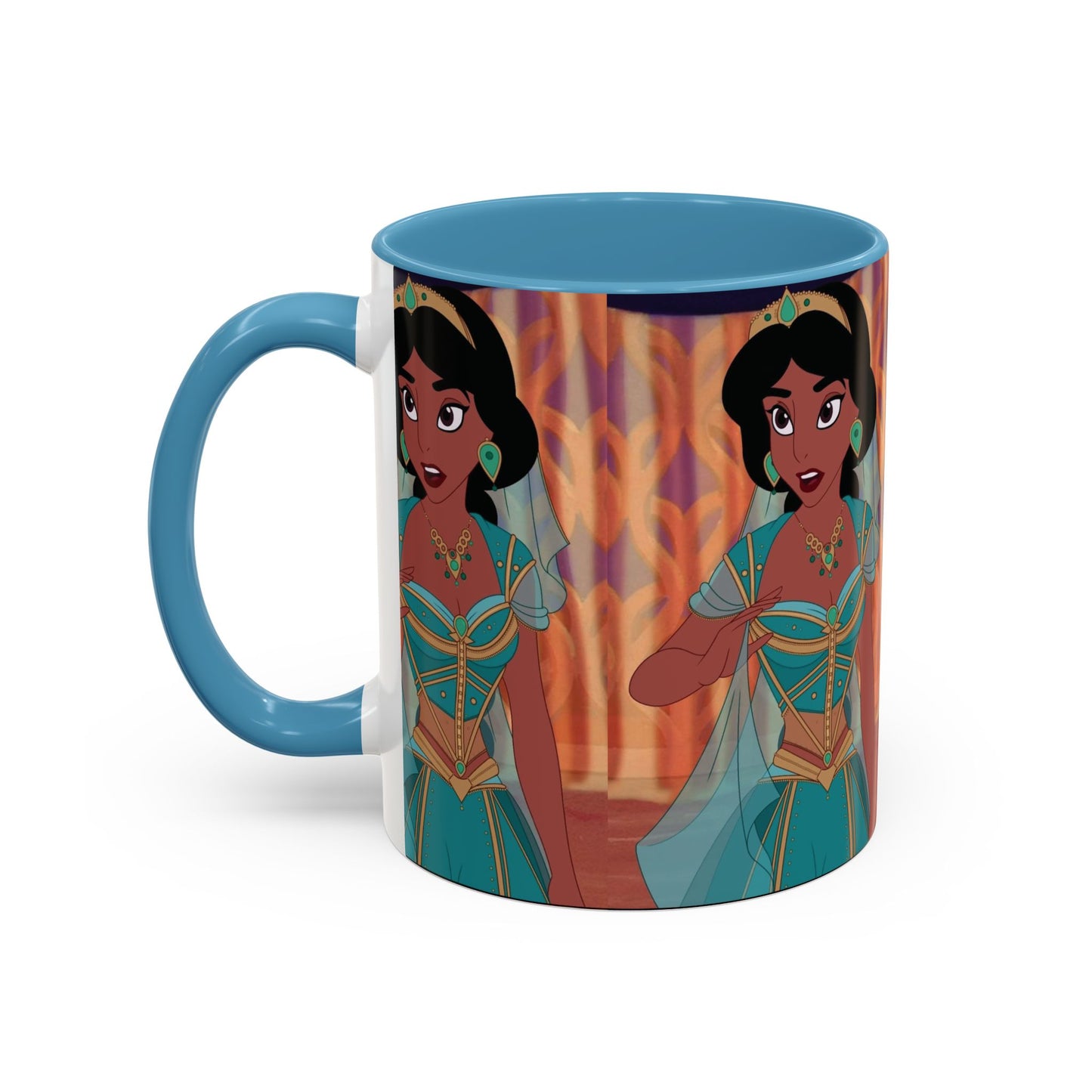 Jasmine Inspired Accent Coffee Mug, Cartoon Character Mug, Gift for Disney Fans, Unique Ceramic Coffee Cup, 11oz and 15oz Options