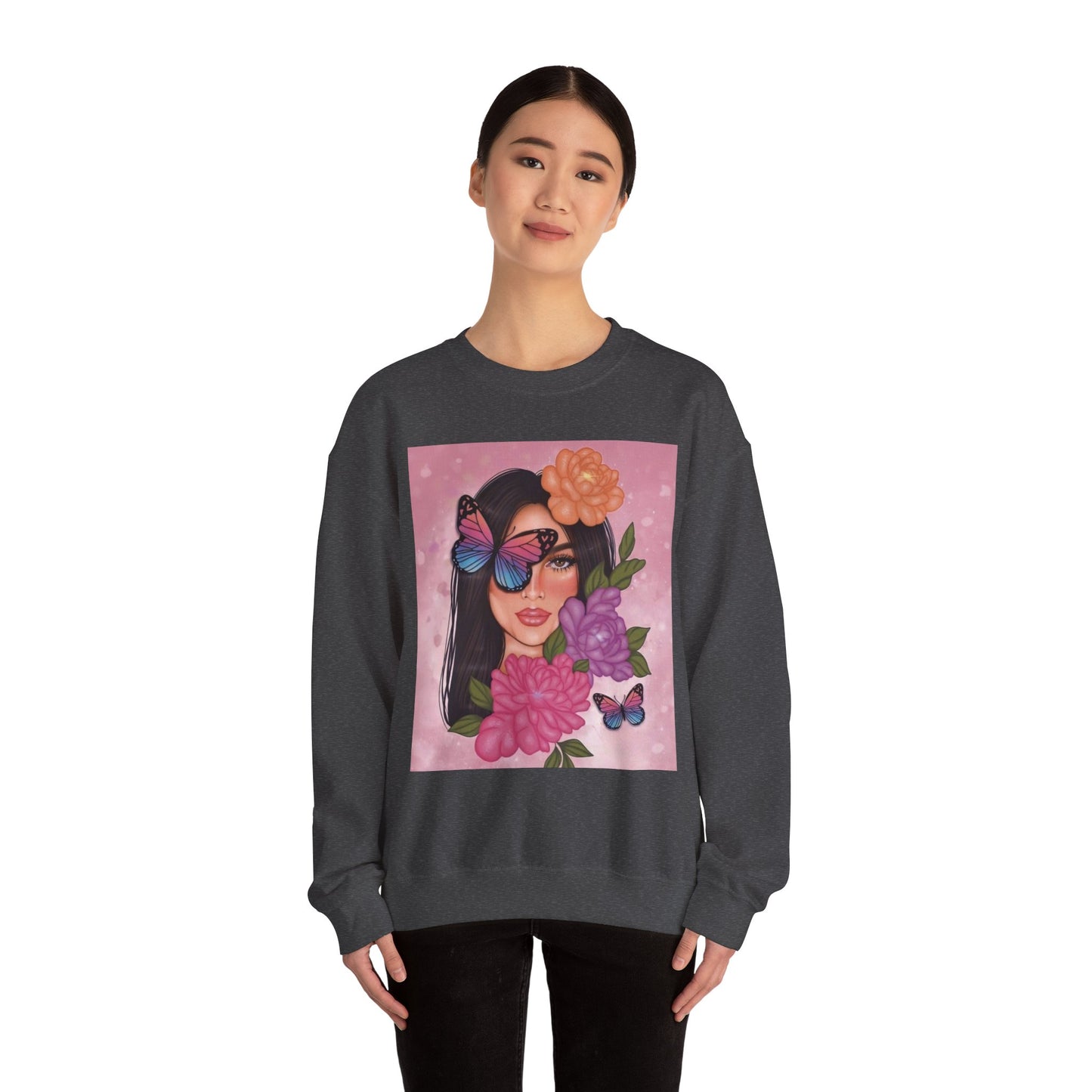 Butterfly Floral Unisex Crewneck Sweatshirt, Cozy Gift for Her, Spring Fashion, Butterfly Art Apparel, Perfect for Birthdays & Casual Wear