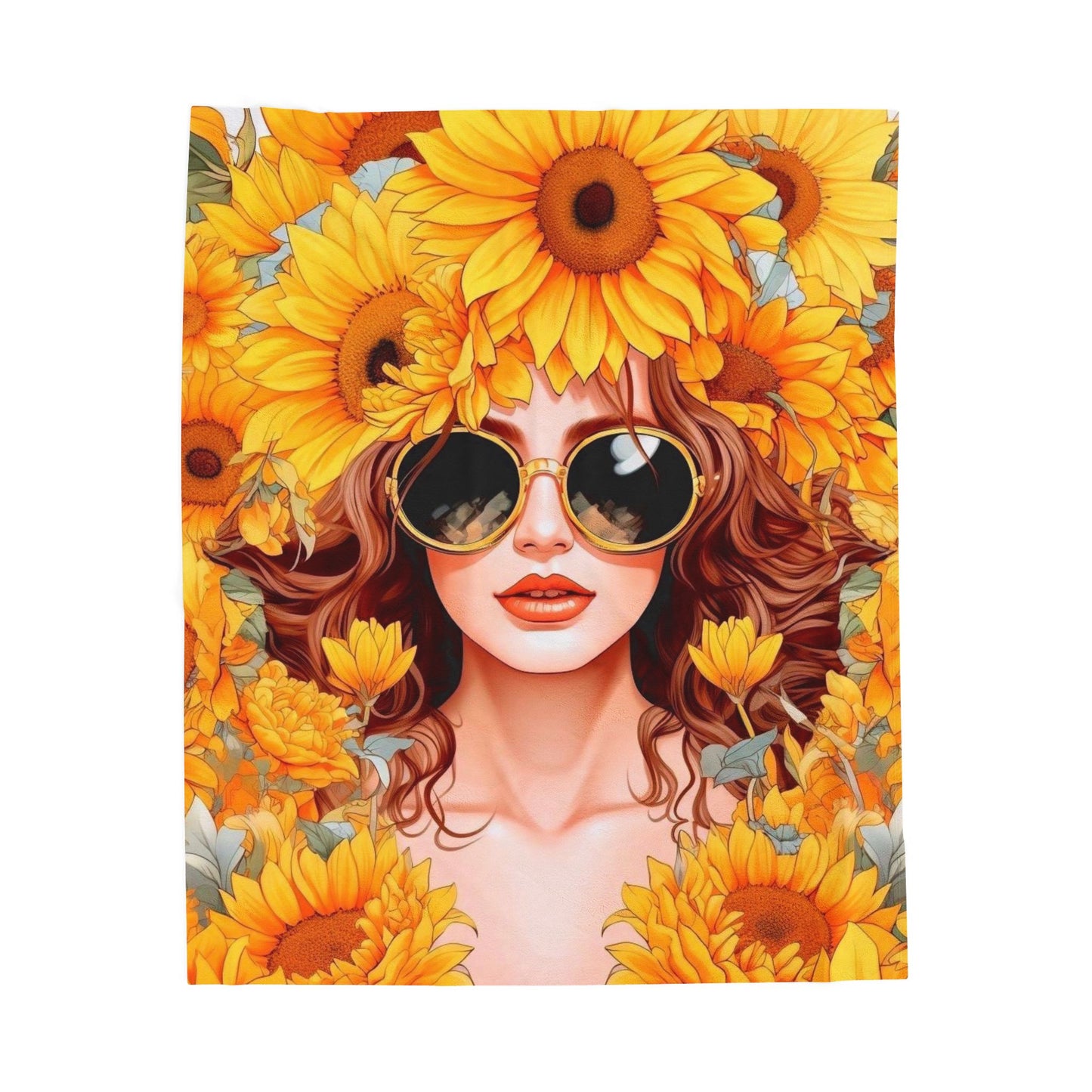 Sunflower Dreams Velveteen Plush Blanket, Cozy Throw Blanket, Floral Home Decor, Gift for Her, Boho Chic Blanket
