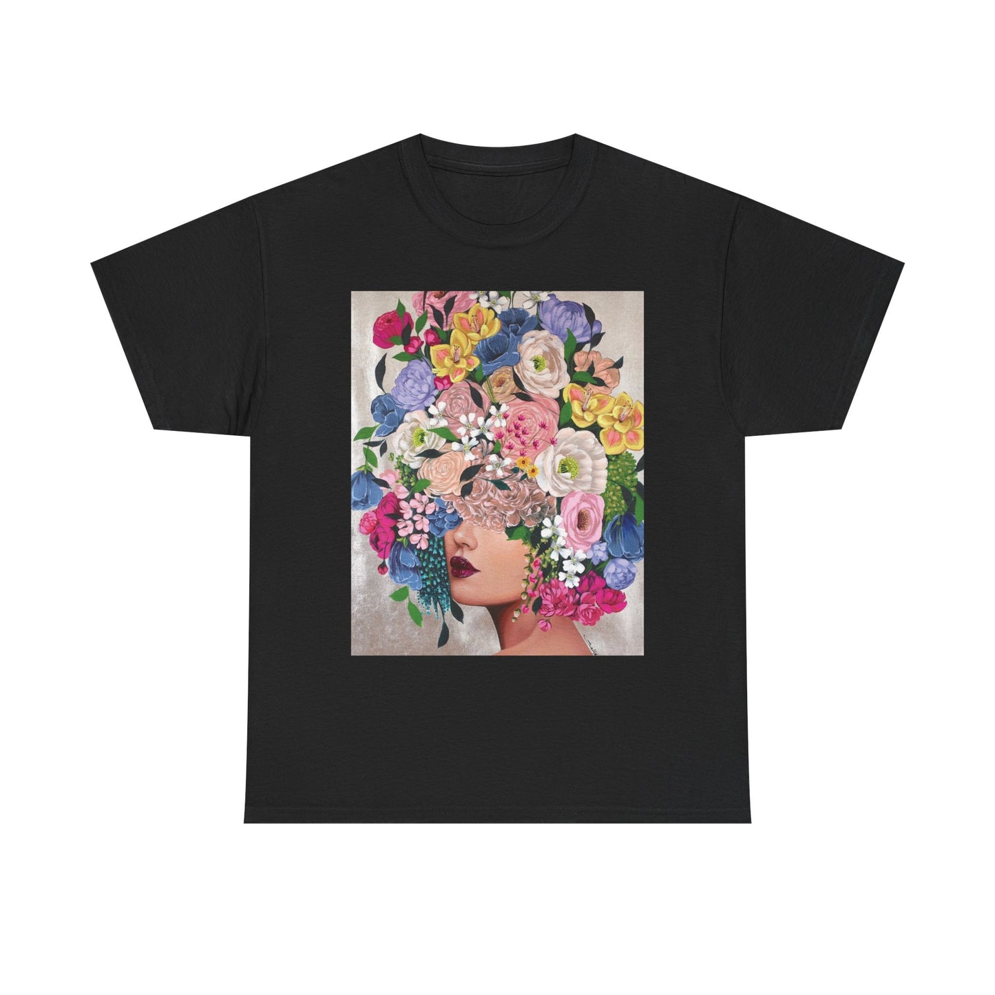 Floral Portrait Tee, Botanical Art T-Shirt, Gift for Art Lovers, Spring Fashion, Casual Wear, Unique Graphic Tee