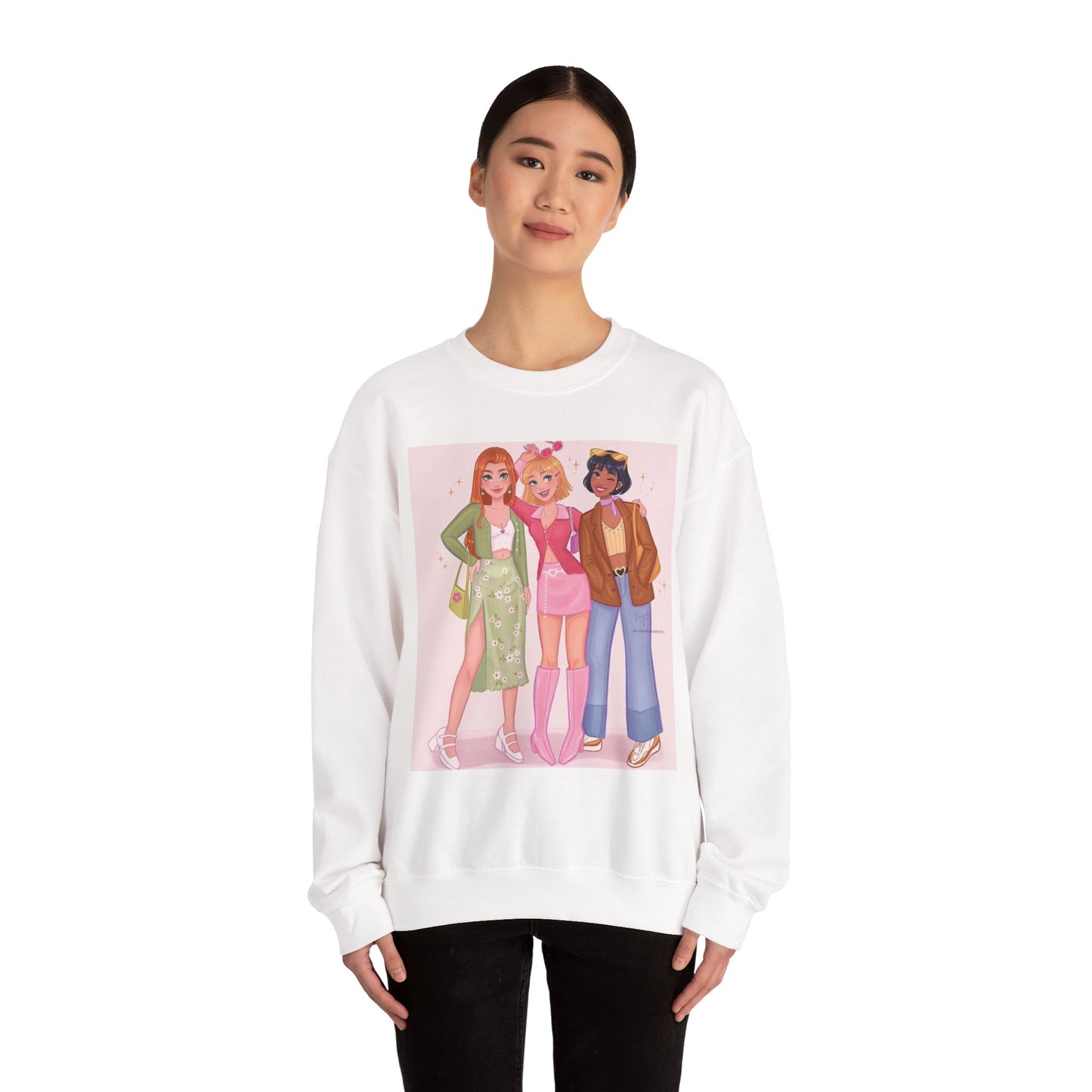 Chic Cartoon Crewneck Sweatshirt | Trendy Graphic Pullover, Suitable for Everyday Wear, Gift for Friends, Cozy Style, Cute Fashion