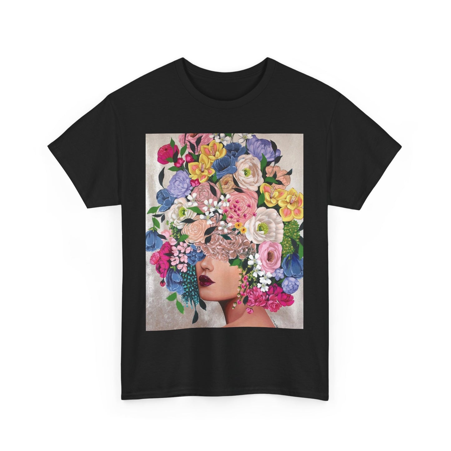 Floral Portrait Tee, Botanical Art T-Shirt, Gift for Art Lovers, Spring Fashion, Casual Wear, Unique Graphic Tee