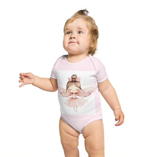 Baby Fairy Bodysuit – Pink Ballerina Fairy Short Sleeve Infant Onesie