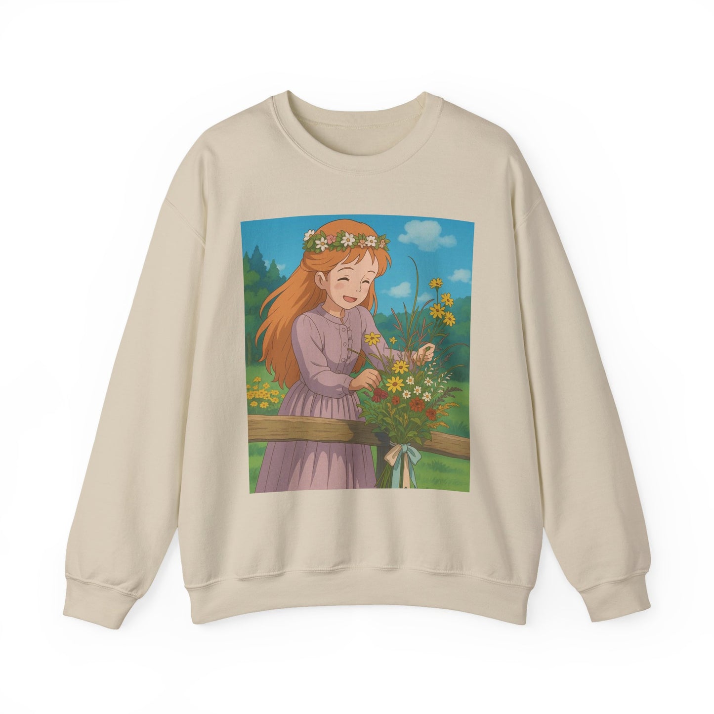 Whimsical Floral Crewneck Sweatshirt | Cozy Gift, Casual Wear, Spring Fashion, Anime Inspired, Nature Lover Sweatshirt