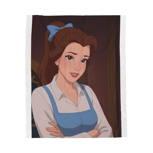 Belle Inspired Velveteen Plush Blanket, Cozy Throw Blanket, Disney Fan Gift, Bedroom Decor, Movie Night Essential, Soft Plush Blanket