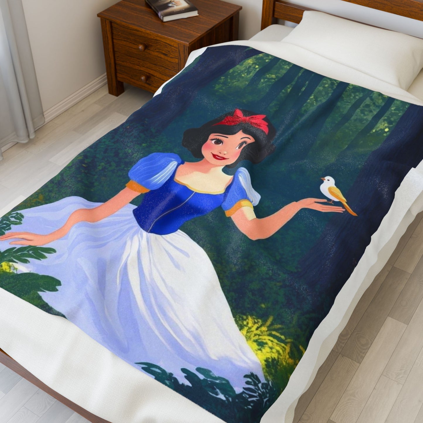 Snow White Velveteen Plush Blanket, Cozy Kids Blanket, Princess Nursery Decor, Disney Gift, Soft Throw Blanket