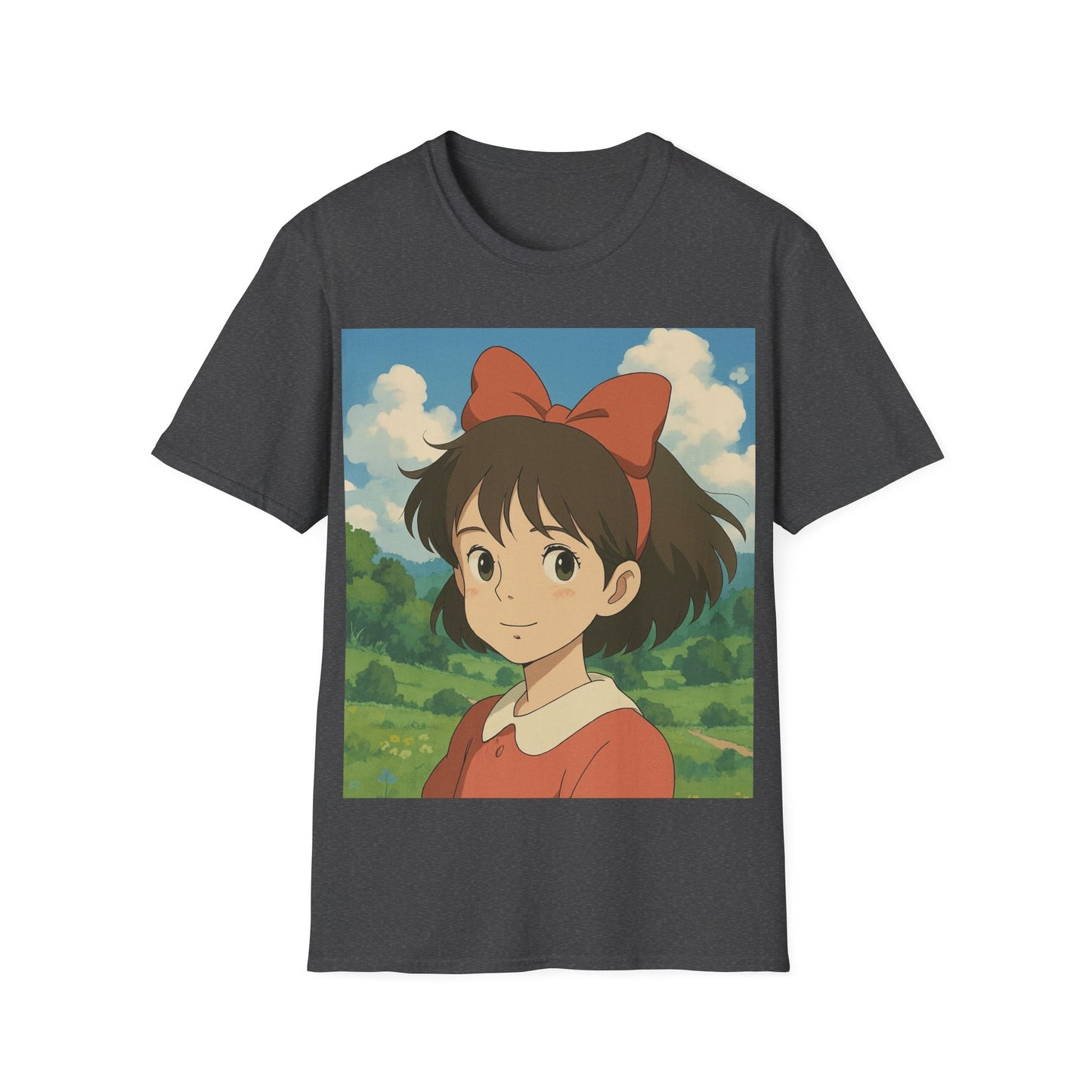 Cute Character Softstyle T-Shirt with Bow | Anime Fan Apparel, Gift for Friends, Casual Wear, Soft Cotton Tee, Birthday Gift