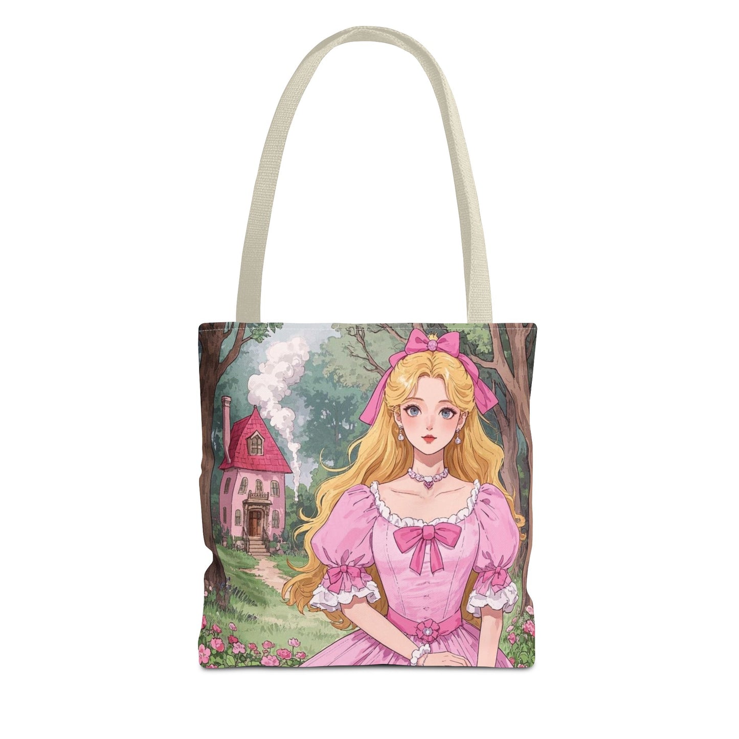 Charming Fairy Tale Tote Bag, Whimsical Pink Bag, Gift for Dreamers, Stylish Carryall for Everyday Use, Perfect for Parties and Events