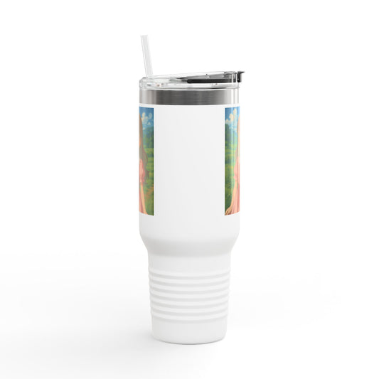 Artistic Insulated Travel Mug, 40oz - Cute Character Design, Perfect for Tea and Coffee Lovers, Unique Gift for Birthdays, Travel and Home