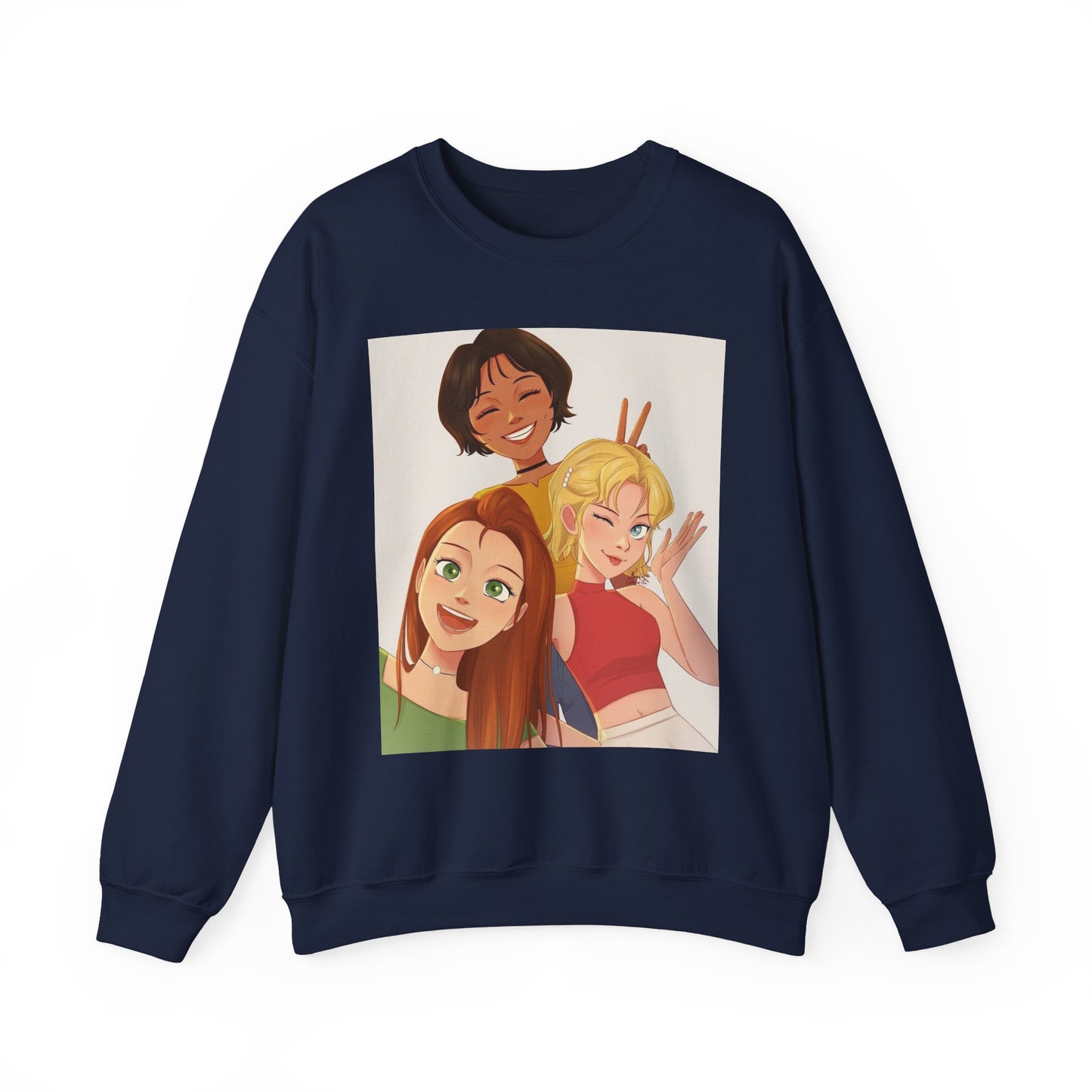 Friendship Vibe Sweatshirt with Cartoon Design, Cozy Crewneck for Casual Outfits, Perfect Gift for Friends, Unisex Fashion, Everyday Wear