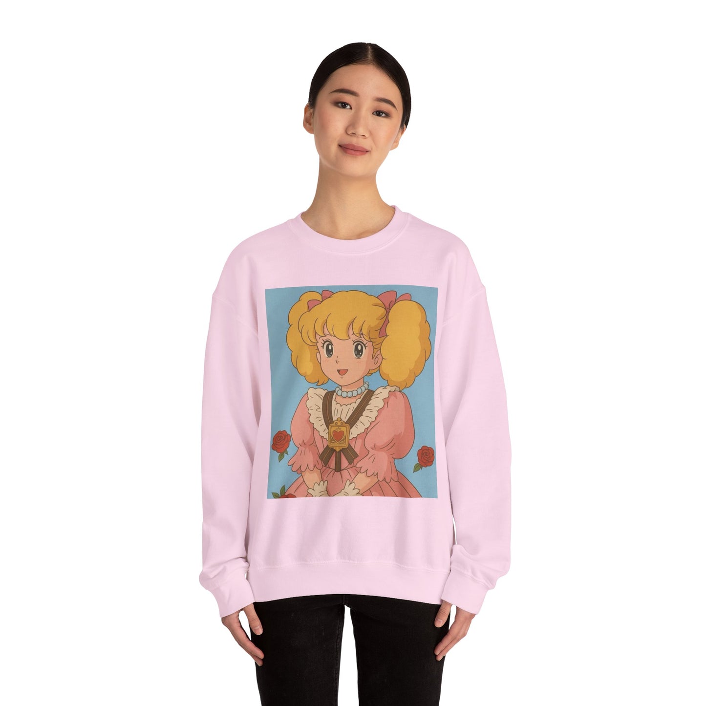 Cute Vintage Cartoon Crewneck Sweatshirt - Cozy Gift for Anime Lovers, Pastel Aesthetic Apparel, Unisex Pullover for All Occasions