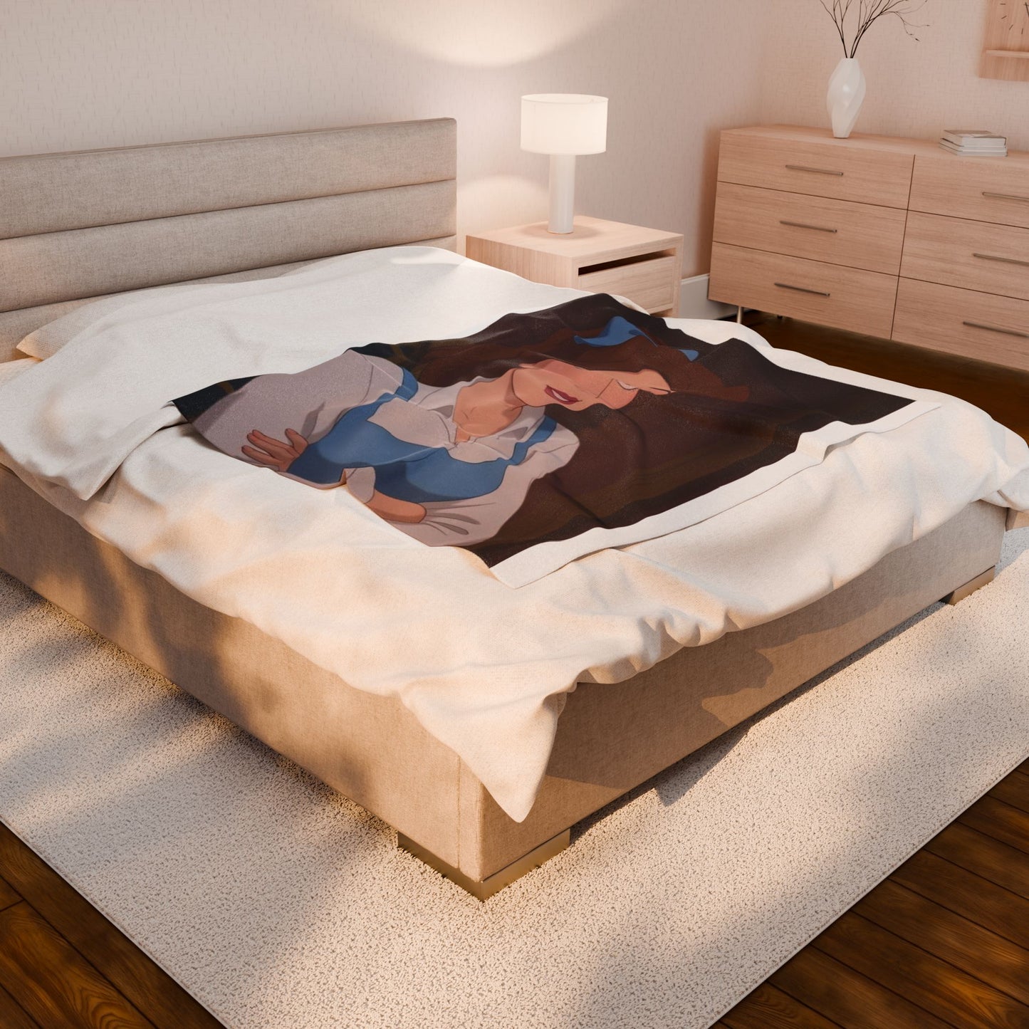 Belle Inspired Velveteen Plush Blanket, Cozy Throw Blanket, Disney Fan Gift, Bedroom Decor, Movie Night Essential, Soft Plush Blanket