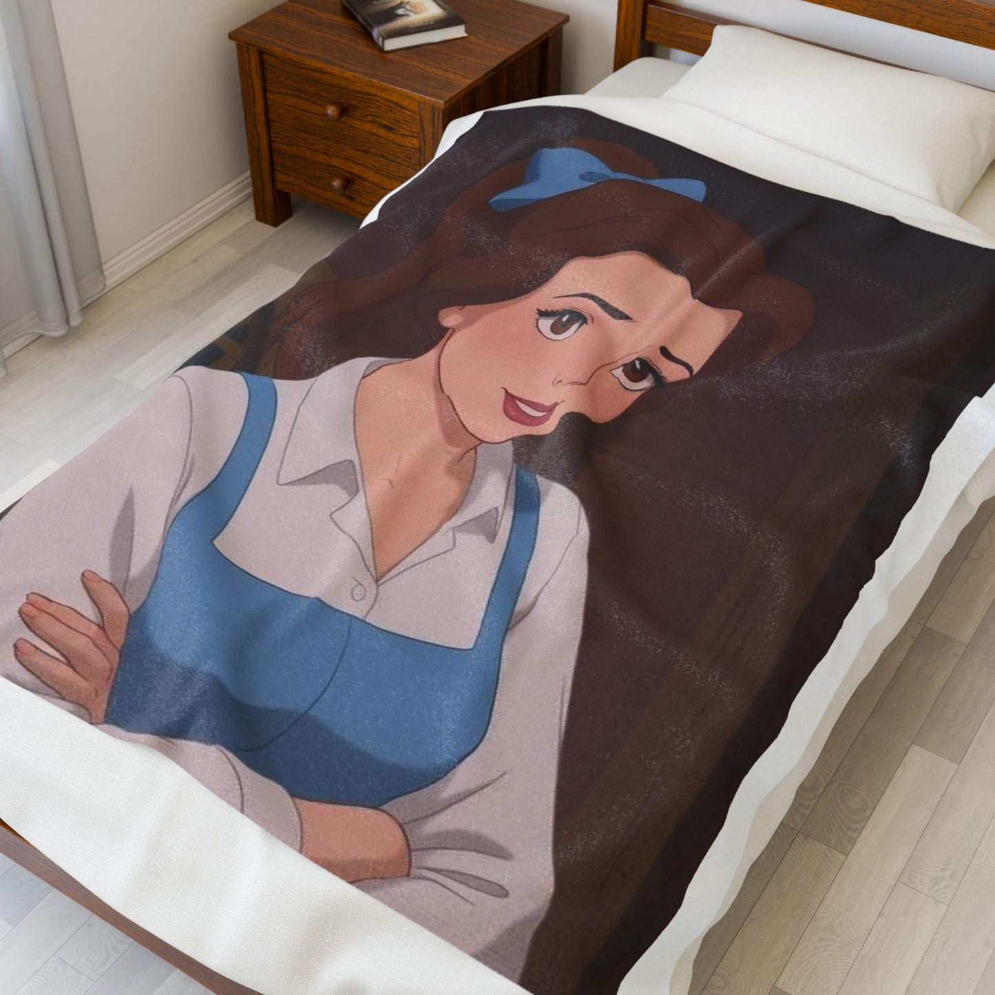 Belle Inspired Velveteen Plush Blanket, Cozy Throw Blanket, Disney Fan Gift, Bedroom Decor, Movie Night Essential, Soft Plush Blanket