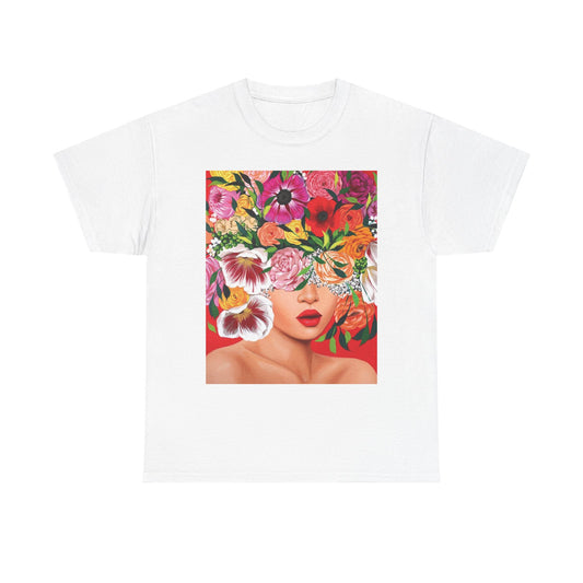 Floral Embrace Unisex Heavy Cotton Tee - Vibrant Art Shirt, Summer Fashion, Gift for Her, Casual Wear, Trendy Everyday Tee