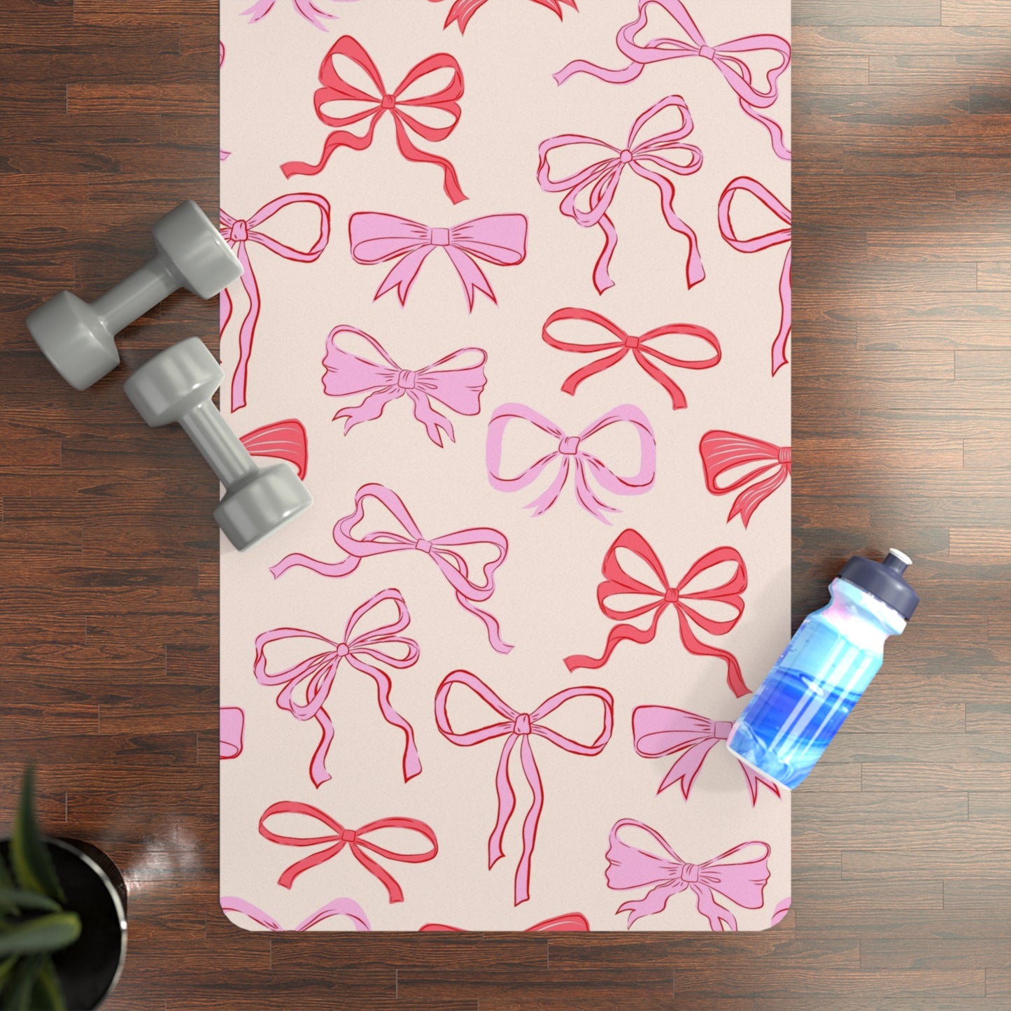 . Chic Bow-Print Yoga Mat, Stylish Exercise Mat, Gift for Yoga Lovers, Non-Slip Fitness Mat, Workout Essential
