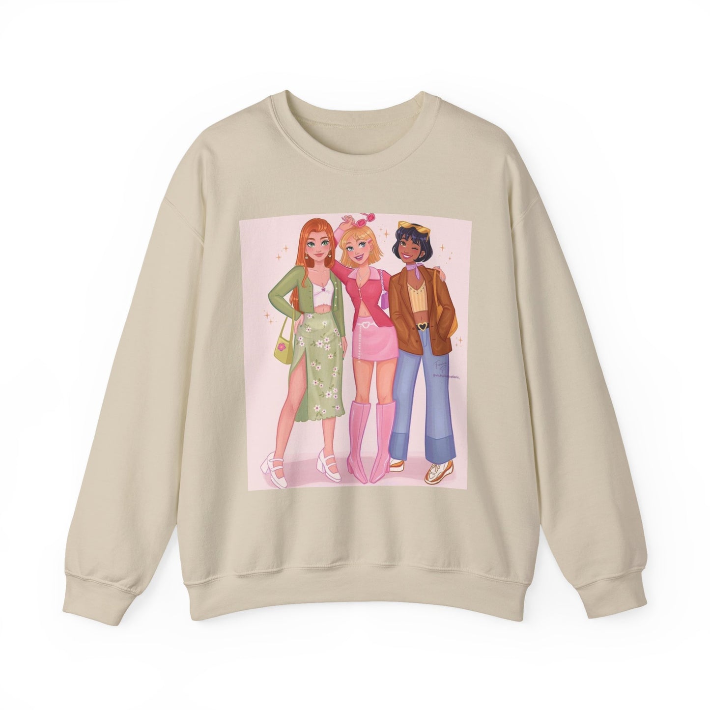 Chic Cartoon Crewneck Sweatshirt | Trendy Graphic Pullover, Suitable for Everyday Wear, Gift for Friends, Cozy Style, Cute Fashion