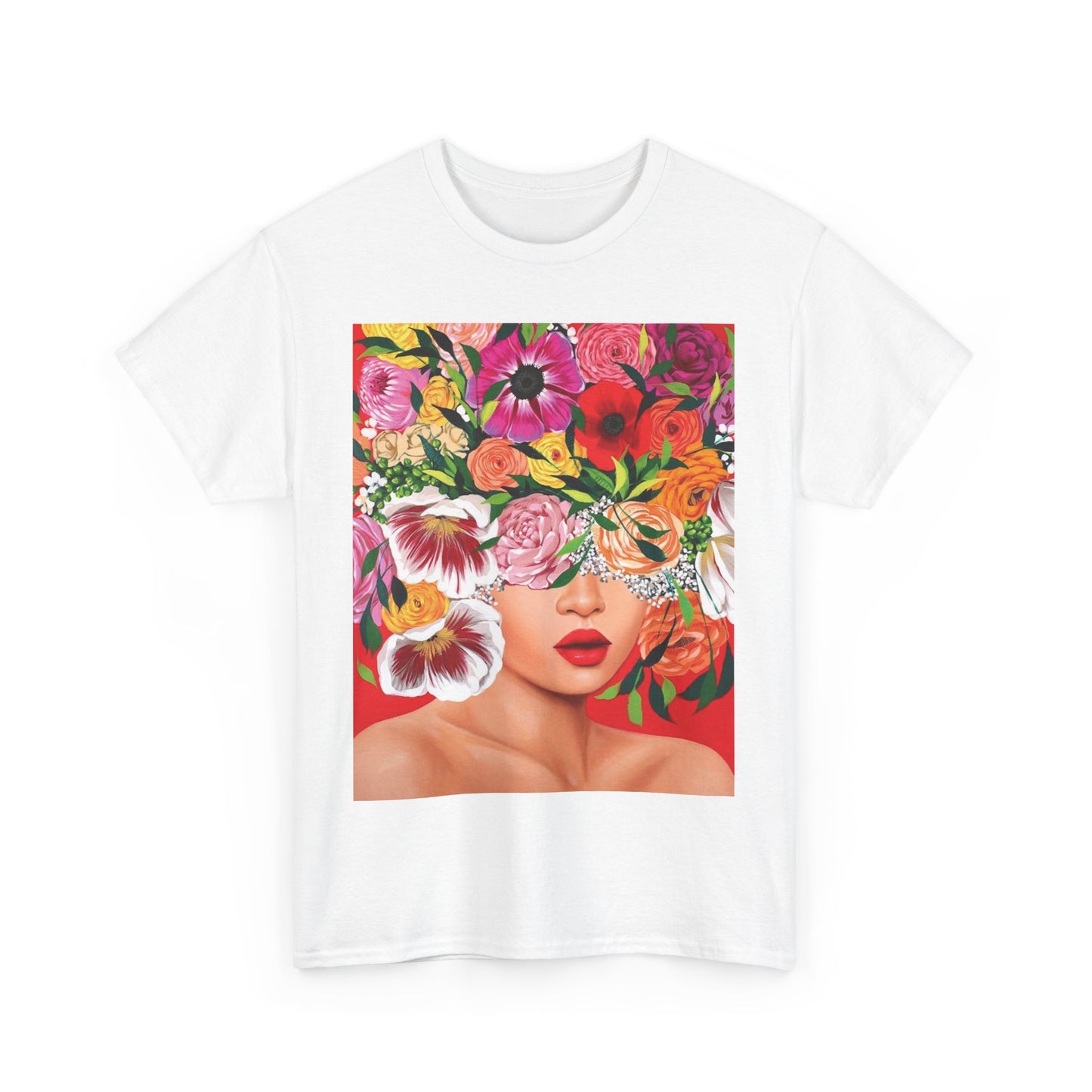 Floral Embrace Unisex Heavy Cotton Tee - Vibrant Art Shirt, Summer Fashion, Gift for Her, Casual Wear, Trendy Everyday Tee