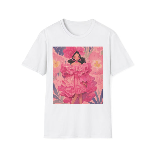 Flower Girl Artwork Unisex Softstyle T-Shirt, Cute Graphic Tee, Gift for Her, Casual Wear, Spring Fashion, Artist Design
