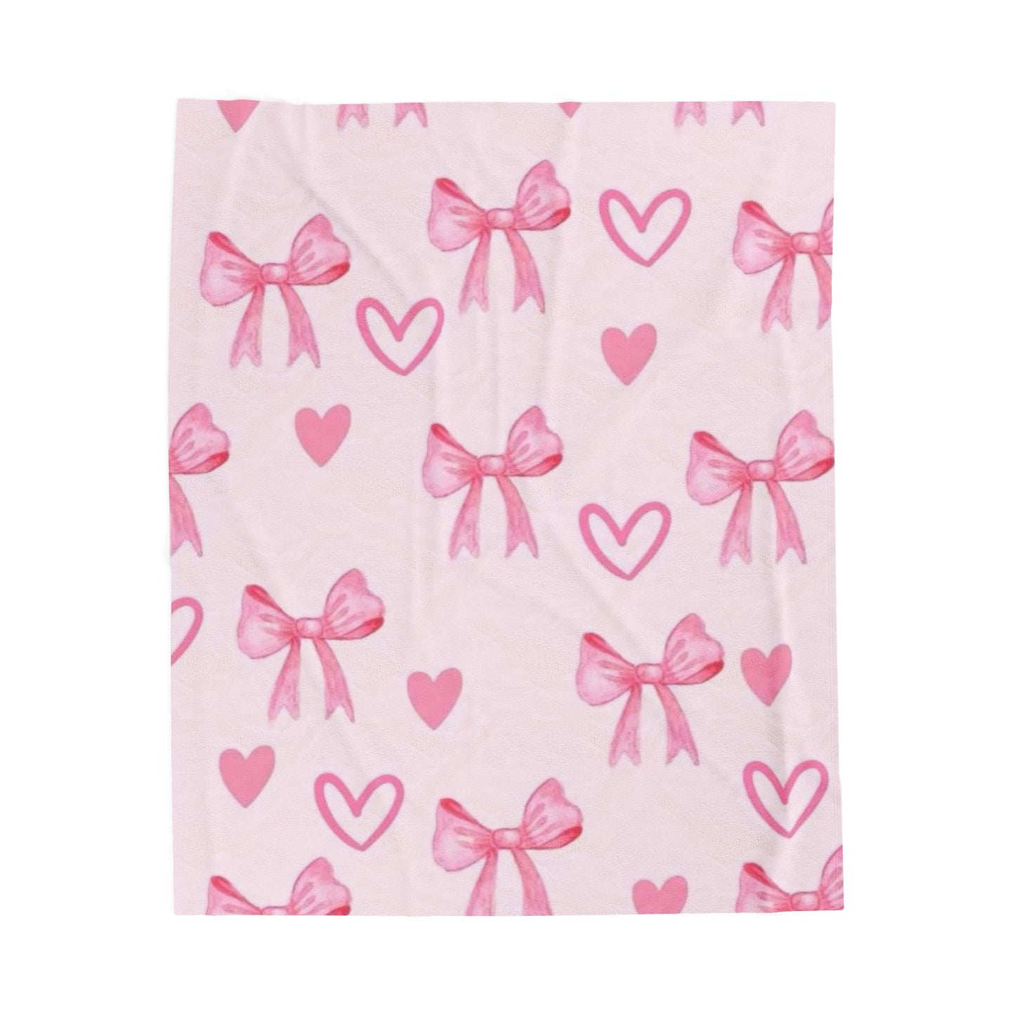 Cute Pink Bow Velveteen Plush Blanket | Cozy Throw for Kids, Nursery Decor, Birthday Gift, Valentine's Day, Home Styling