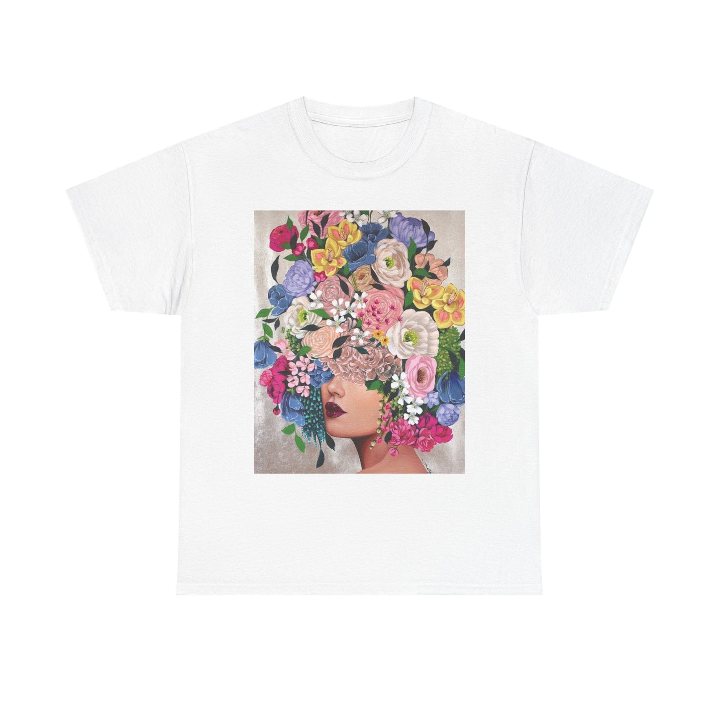 Floral Portrait Tee, Botanical Art T-Shirt, Gift for Art Lovers, Spring Fashion, Casual Wear, Unique Graphic Tee