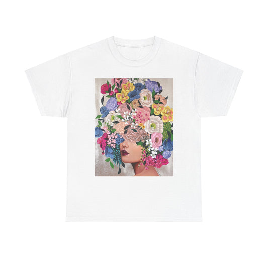 Floral Portrait Tee, Botanical Art T-Shirt, Gift for Art Lovers, Spring Fashion, Casual Wear, Unique Graphic Tee