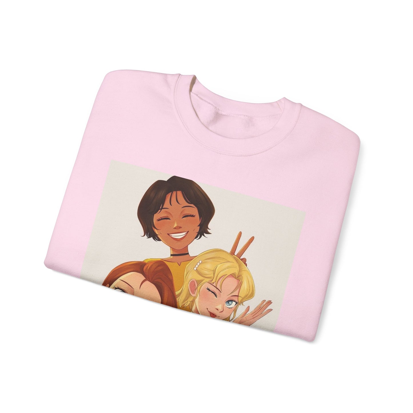 Friendship Vibe Sweatshirt with Cartoon Design, Cozy Crewneck for Casual Outfits, Perfect Gift for Friends, Unisex Fashion, Everyday Wear