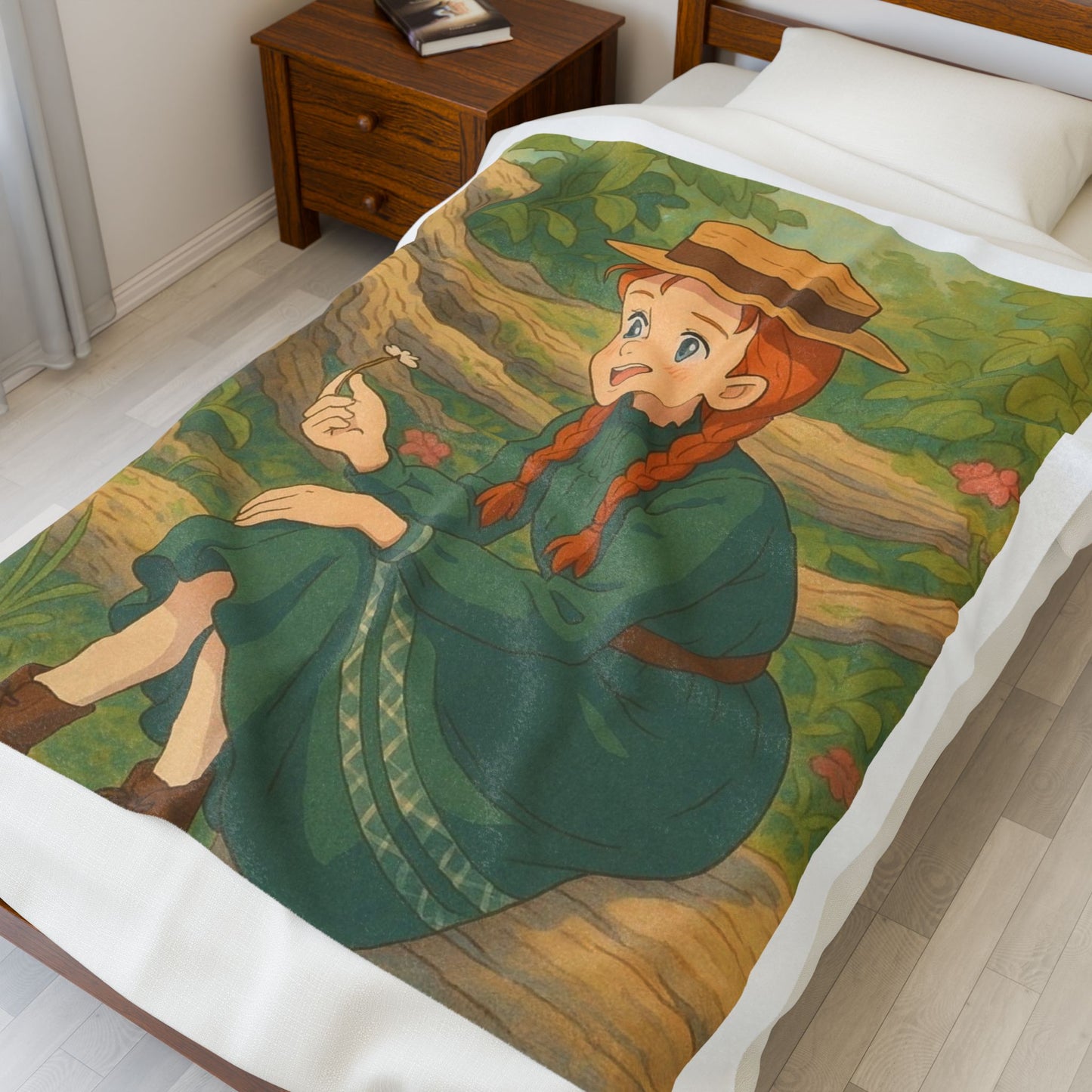 Cozy Velveteen Blanket - Whimsical Greenery Scene, Perfect Gift for Nature Lovers, Home Decor, Cozy Nights, Picnics, Kids