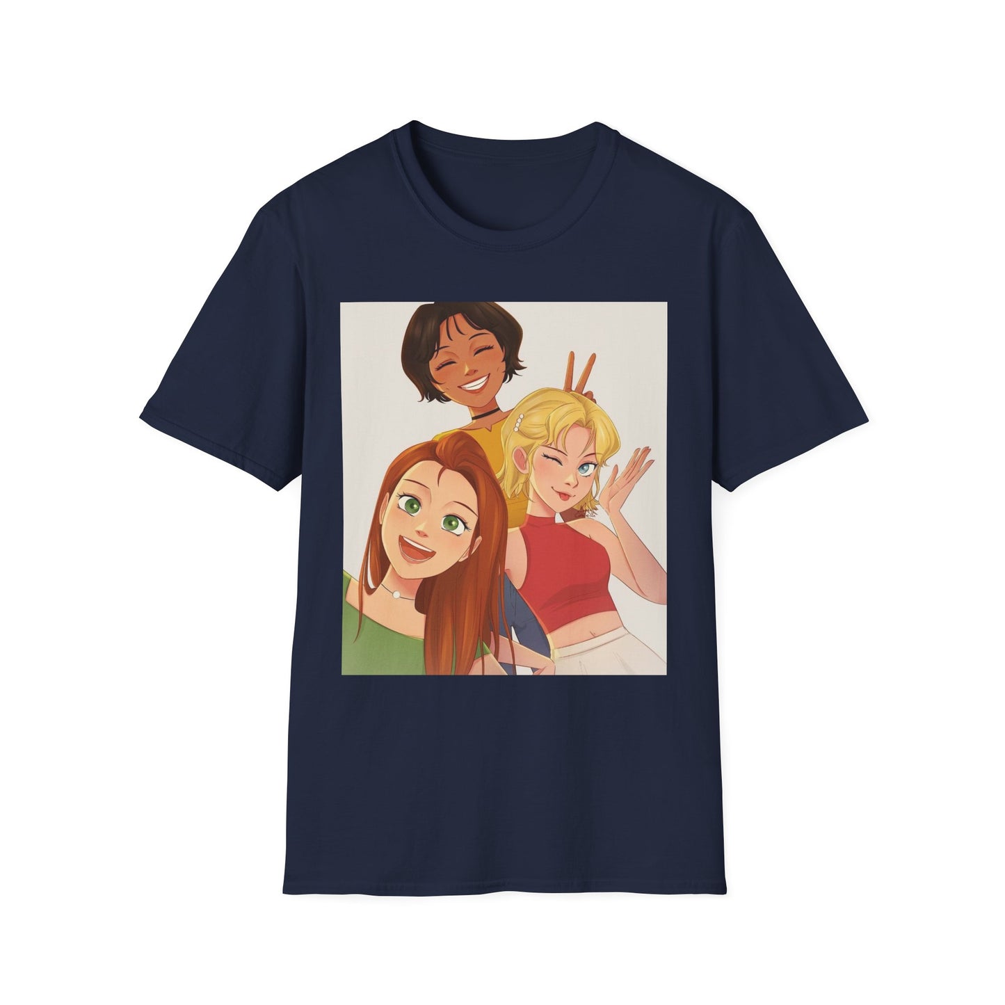 Playful Cartoon Friends Unisex T-Shirt, Cute Graphic Tee, Casual Wear, Gift for Friends, Summer Vibe Shirt, Fun Design
