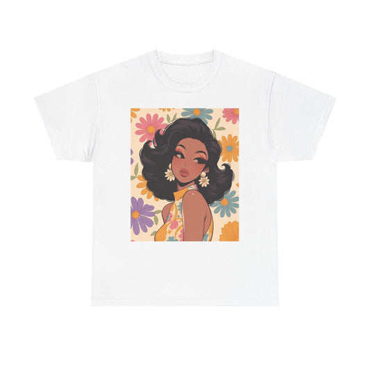 Floral Vintage Tee, Retro Graphic T-Shirt with Bold Colors, Perfect Gift for Her, Casual Wear, Summer Outfits, Birthday Gift