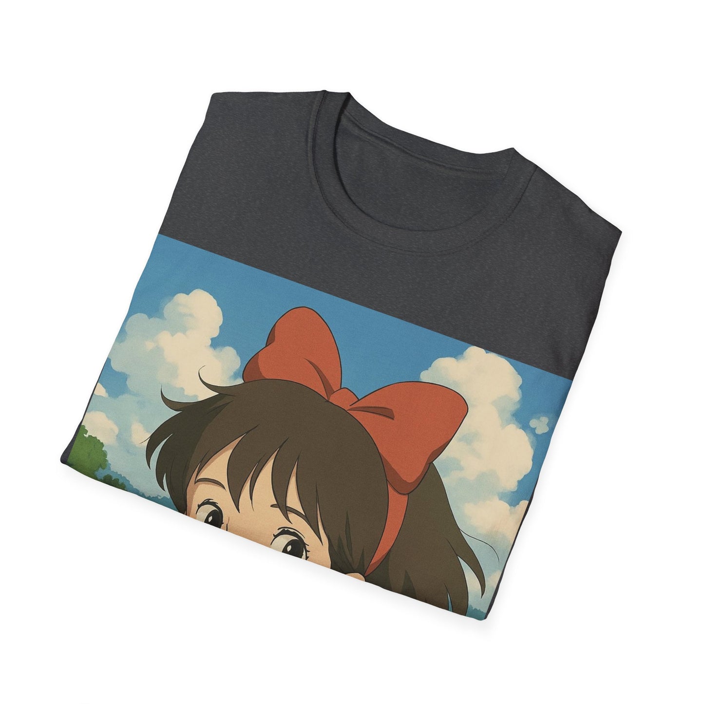 Cute Character Softstyle T-Shirt with Bow | Anime Fan Apparel, Gift for Friends, Casual Wear, Soft Cotton Tee, Birthday Gift