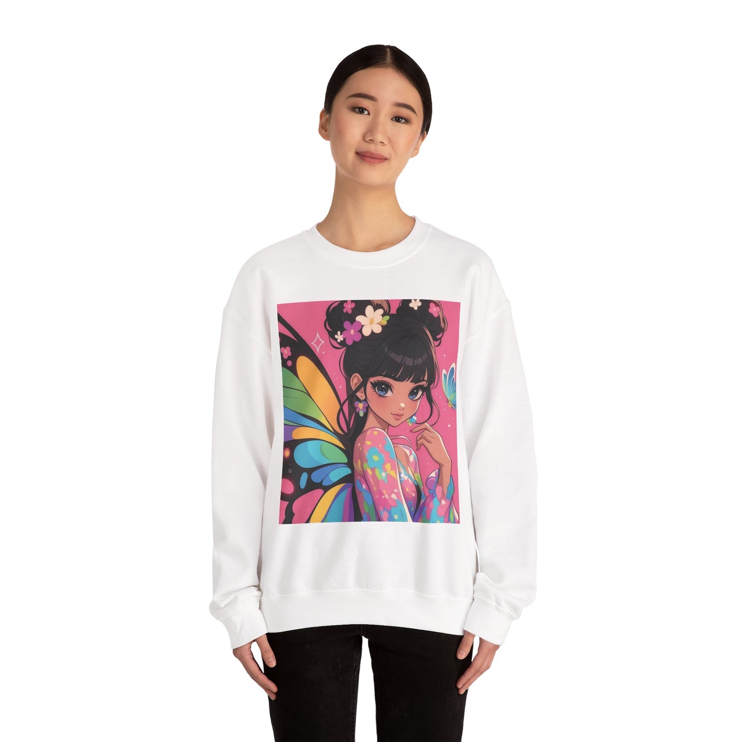Colorful Butterfly Graphic Sweatshirt - Cozy Unisex Crewneck for Art Lovers, Casual Wear, Gift for Friends, Spring Fashion, Unique Gifts