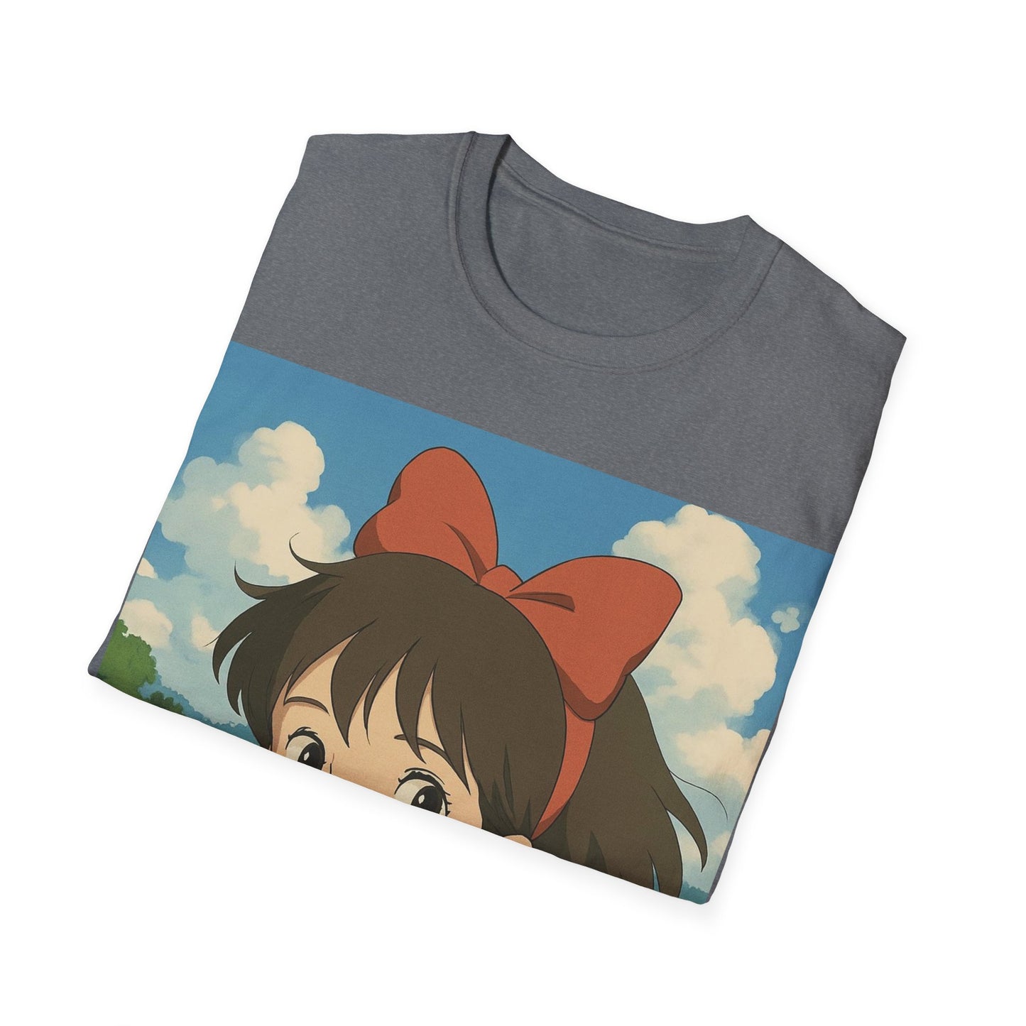 Cute Character Softstyle T-Shirt with Bow | Anime Fan Apparel, Gift for Friends, Casual Wear, Soft Cotton Tee, Birthday Gift