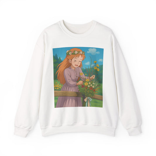 Whimsical Floral Crewneck Sweatshirt | Cozy Gift, Casual Wear, Spring Fashion, Anime Inspired, Nature Lover Sweatshirt