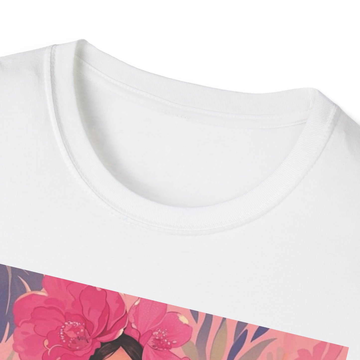Flower Girl Artwork Unisex Softstyle T-Shirt, Cute Graphic Tee, Gift for Her, Casual Wear, Spring Fashion, Artist Design