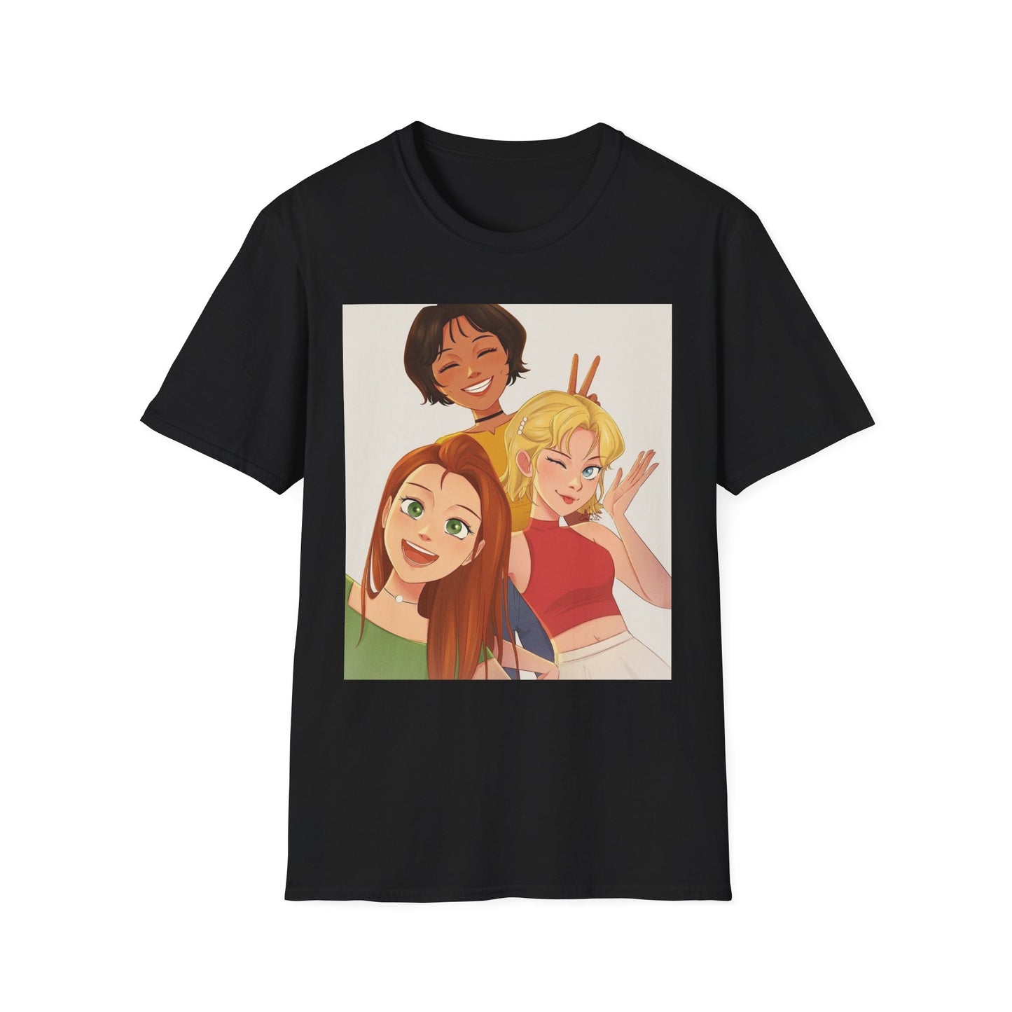 Playful Cartoon Friends Unisex T-Shirt, Cute Graphic Tee, Casual Wear, Gift for Friends, Summer Vibe Shirt, Fun Design