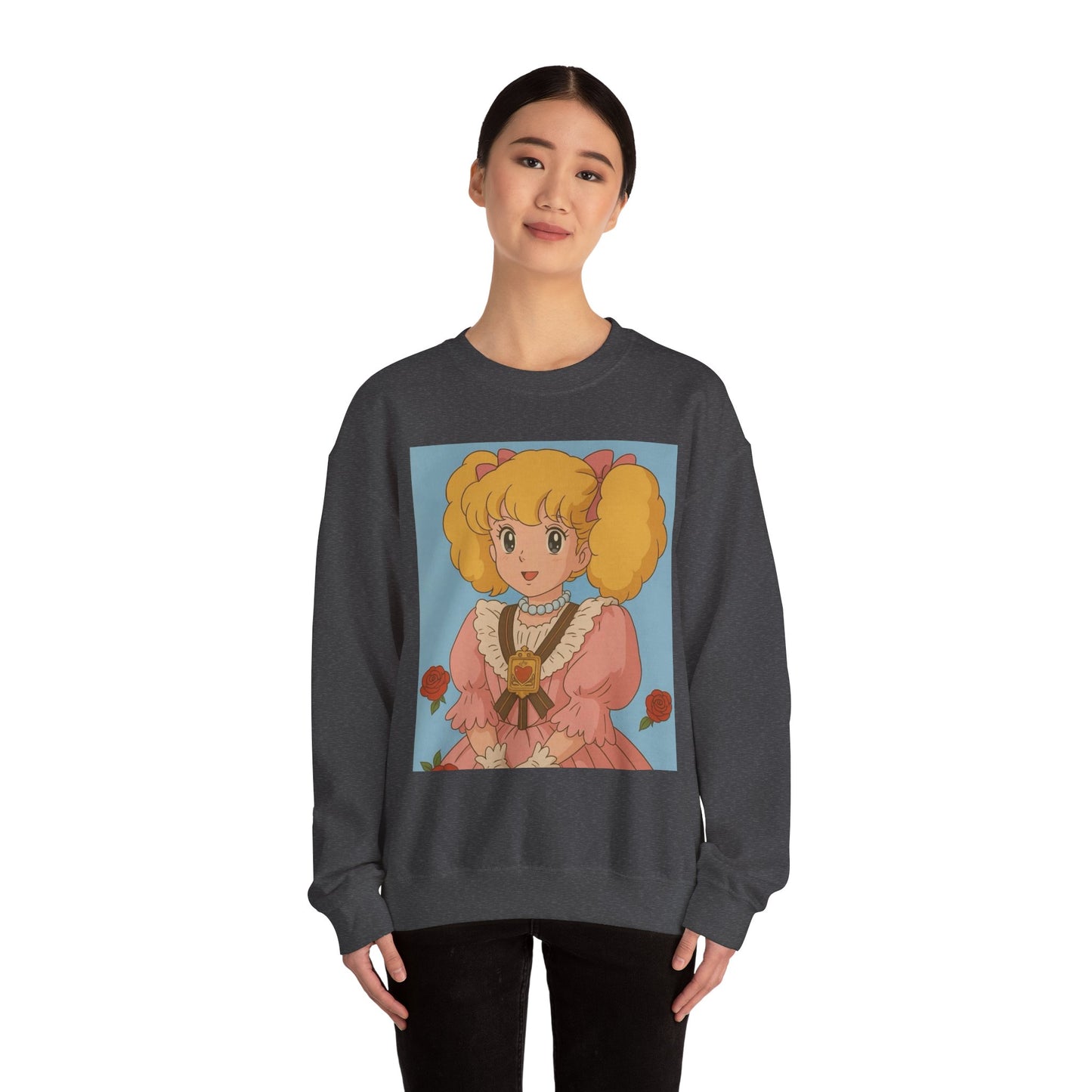 Cute Vintage Cartoon Crewneck Sweatshirt - Cozy Gift for Anime Lovers, Pastel Aesthetic Apparel, Unisex Pullover for All Occasions