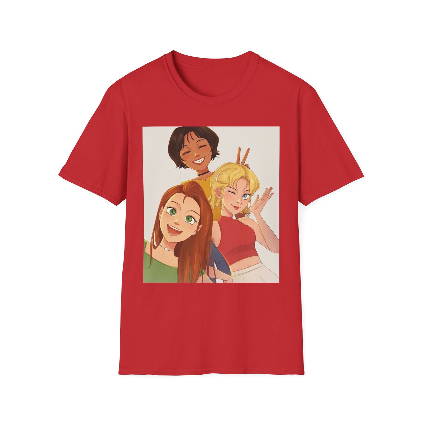 Playful Cartoon Friends Unisex T-Shirt, Cute Graphic Tee, Casual Wear, Gift for Friends, Summer Vibe Shirt, Fun Design