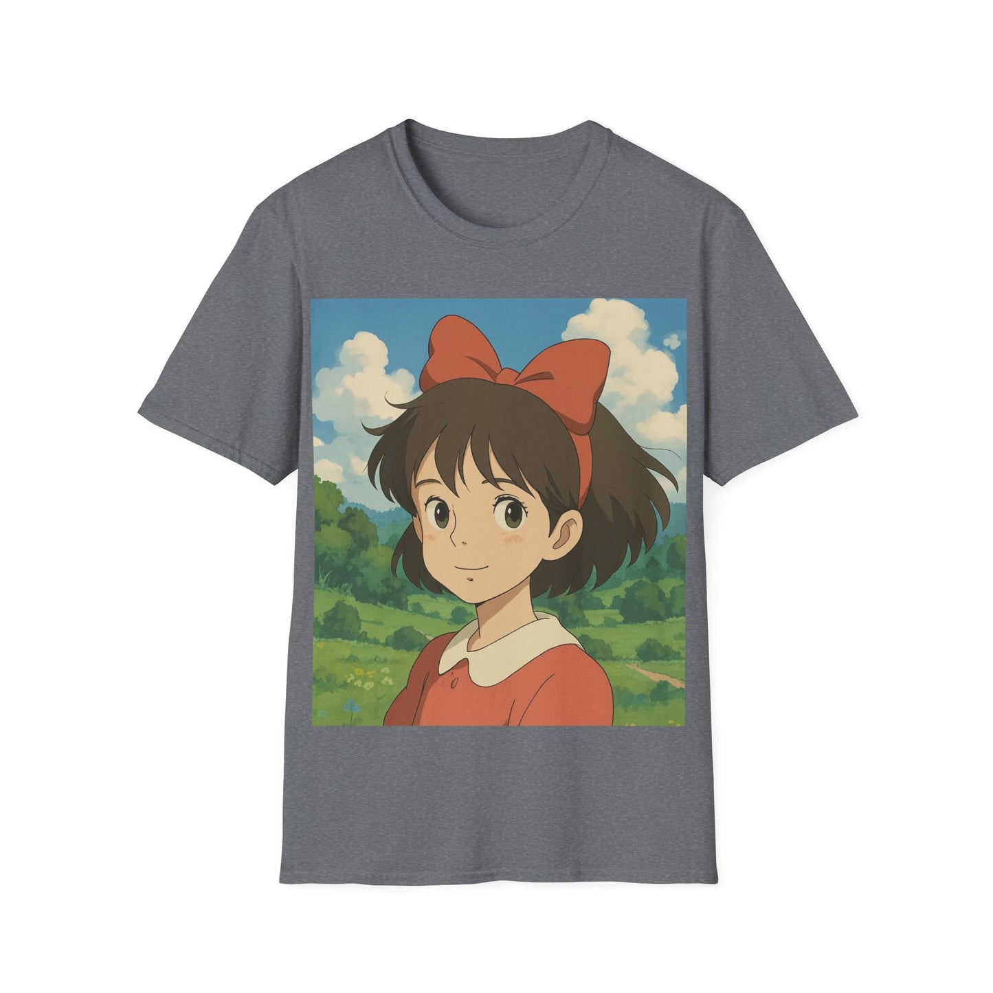 Cute Character Softstyle T-Shirt with Bow | Anime Fan Apparel, Gift for Friends, Casual Wear, Soft Cotton Tee, Birthday Gift