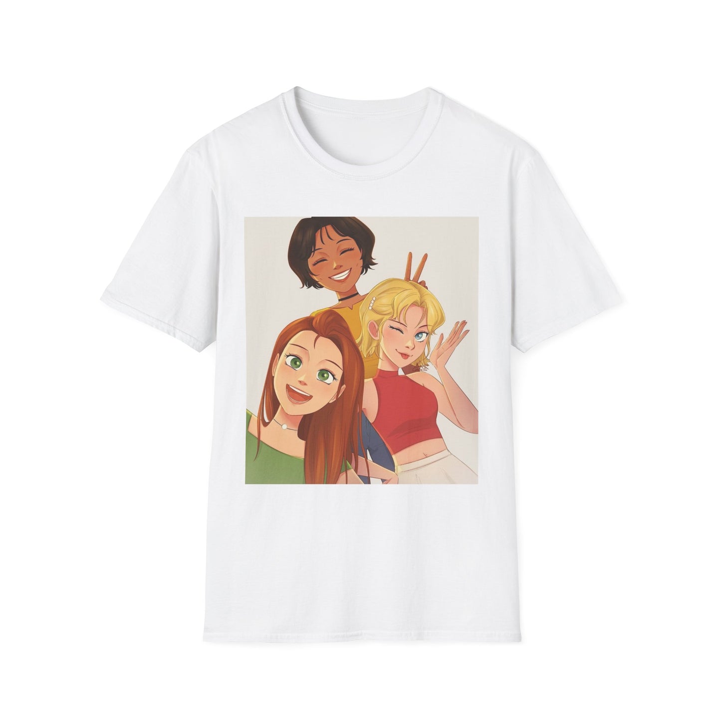 Playful Cartoon Friends Unisex T-Shirt, Cute Graphic Tee, Casual Wear, Gift for Friends, Summer Vibe Shirt, Fun Design