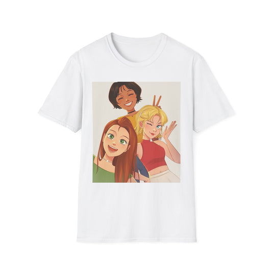 Playful Cartoon Friends Unisex T-Shirt, Cute Graphic Tee, Casual Wear, Gift for Friends, Summer Vibe Shirt, Fun Design