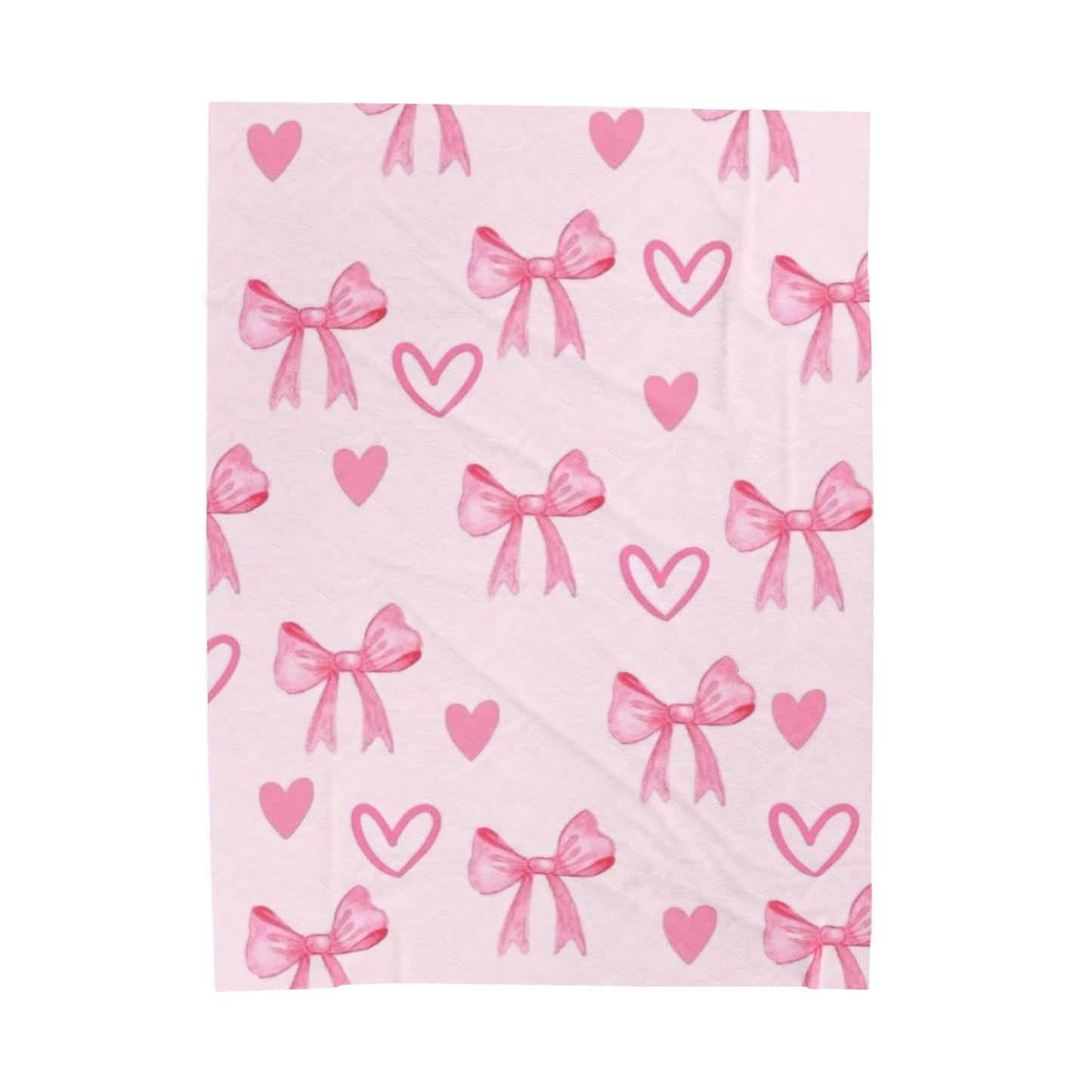 Cute Pink Bow Velveteen Plush Blanket | Cozy Throw for Kids, Nursery Decor, Birthday Gift, Valentine's Day, Home Styling