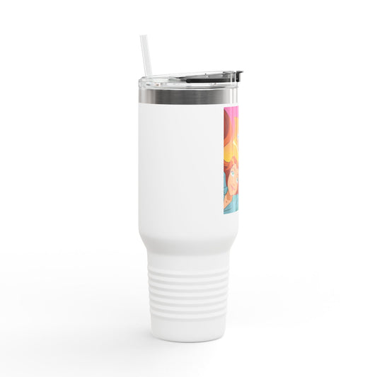 Colorful Insulated Travel Mug | Perfect for Road Trips, Birthdays, and Everyday Enjoyment | Cartoon Theme, Gift for Friends, Fun Design