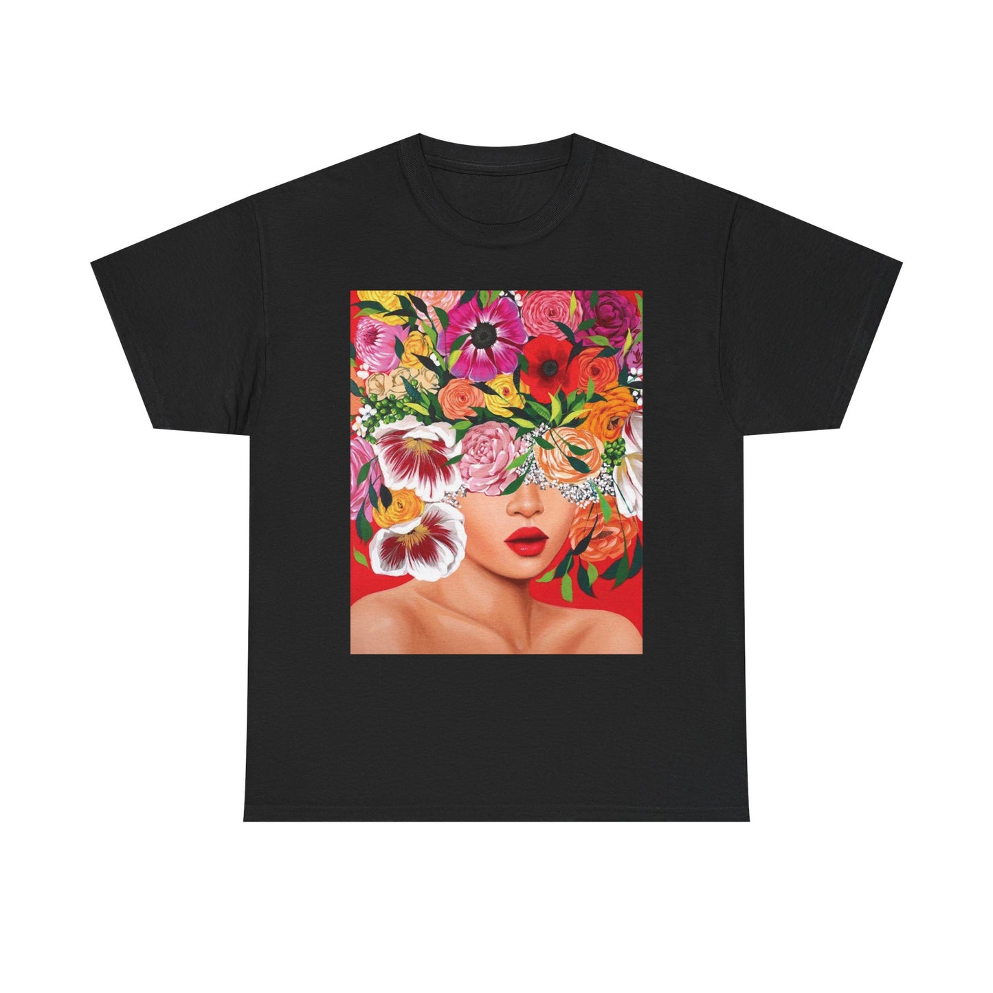 Floral Embrace Unisex Heavy Cotton Tee - Vibrant Art Shirt, Summer Fashion, Gift for Her, Casual Wear, Trendy Everyday Tee