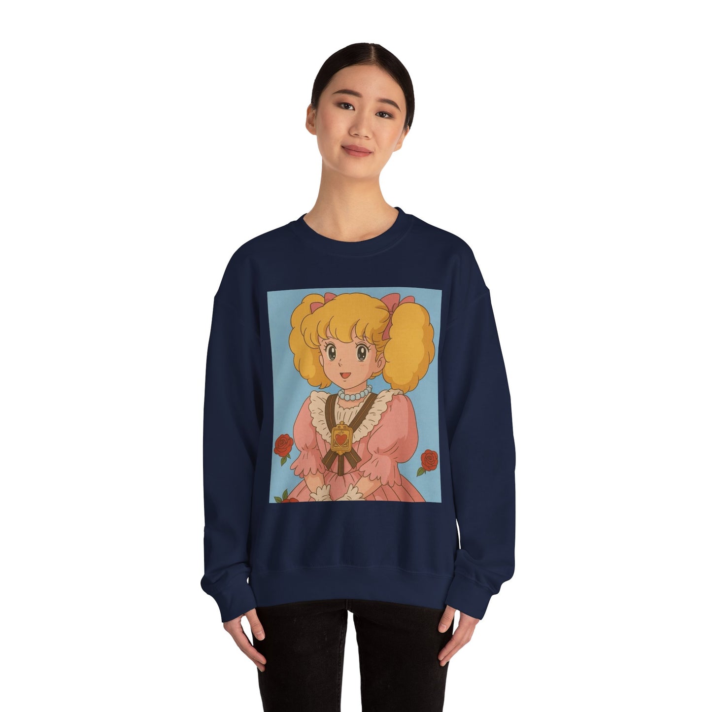 Cute Vintage Cartoon Crewneck Sweatshirt - Cozy Gift for Anime Lovers, Pastel Aesthetic Apparel, Unisex Pullover for All Occasions